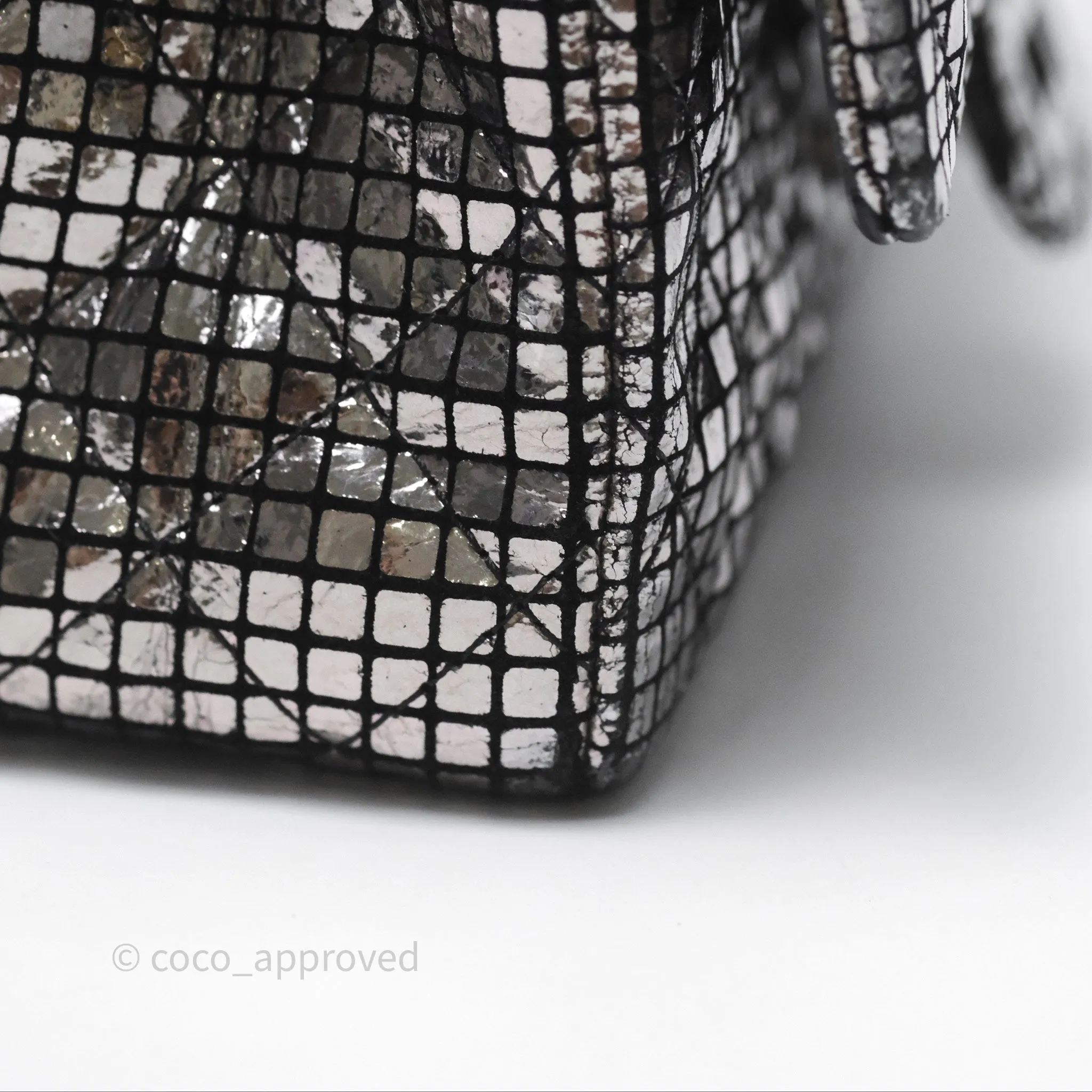 Chanel Mirror Reissue 2.55 Quilted Silver Suede Calfskin Gun Metal Hardware