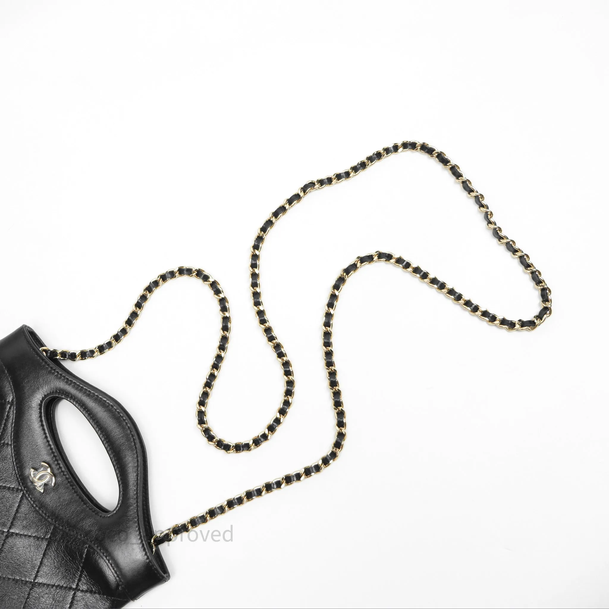 Chanel Nano 31 Black Shiny Calfskin Gold Hardware 24C