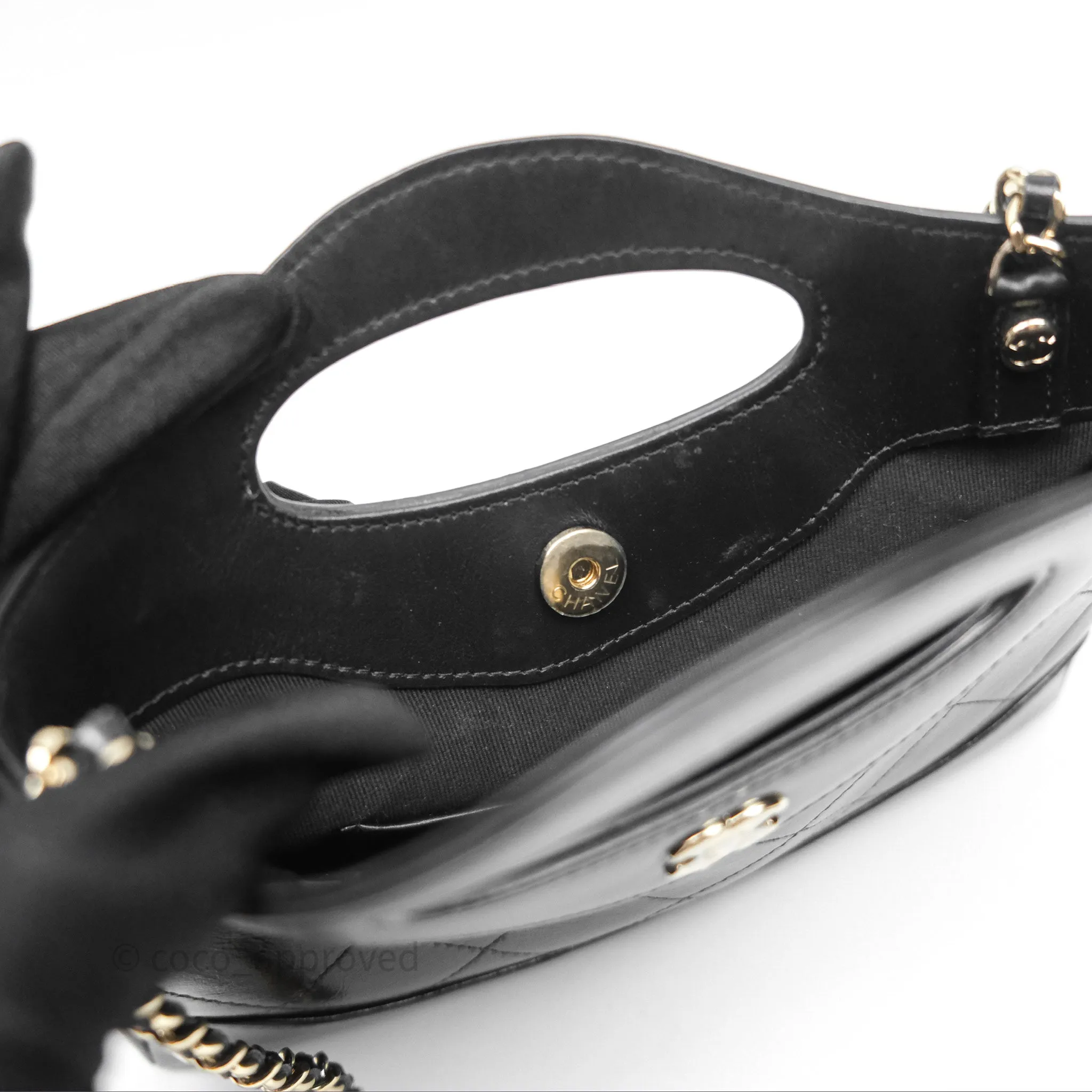 Chanel Nano 31 Black Shiny Calfskin Gold Hardware 24C