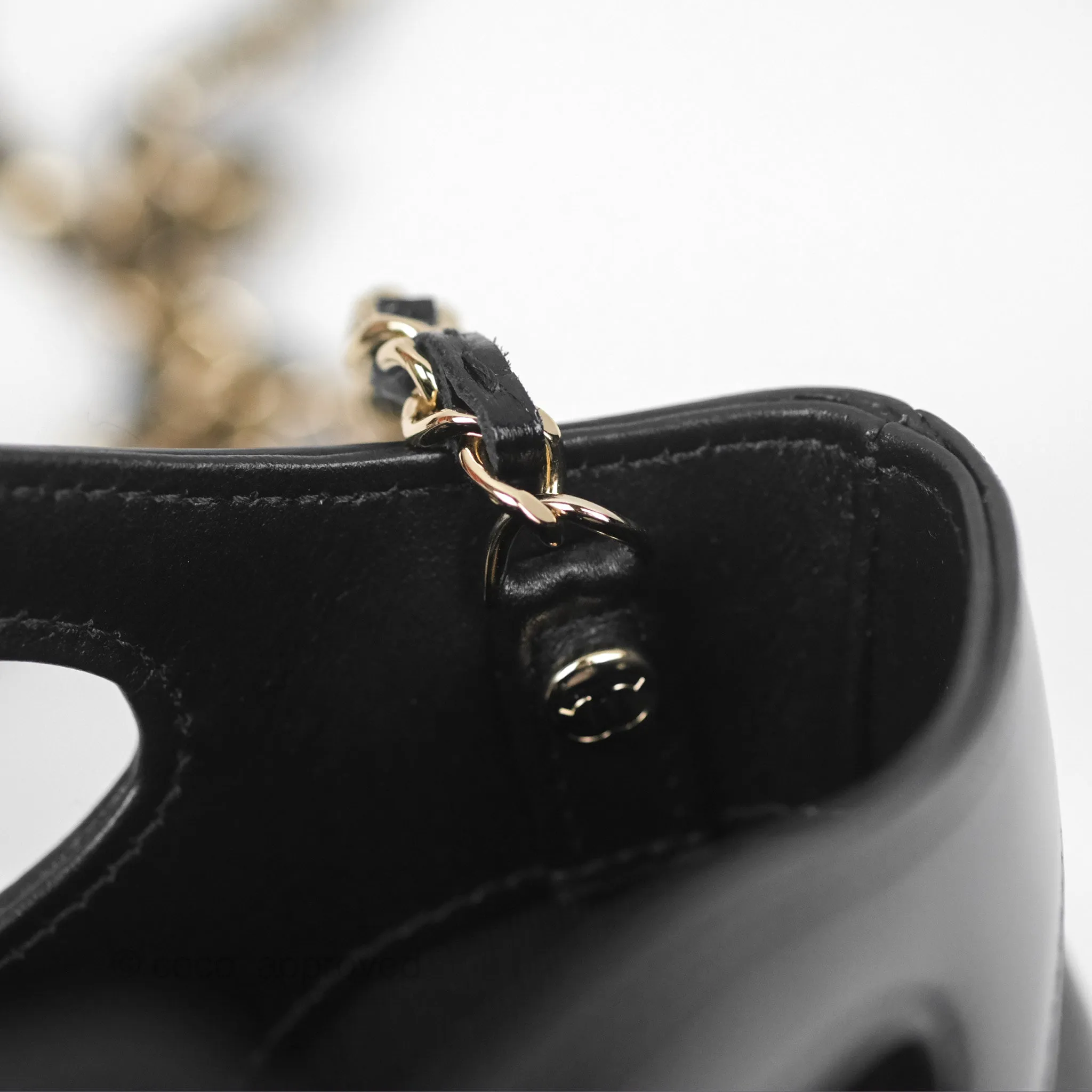 Chanel Nano 31 Black Shiny Calfskin Gold Hardware 24C