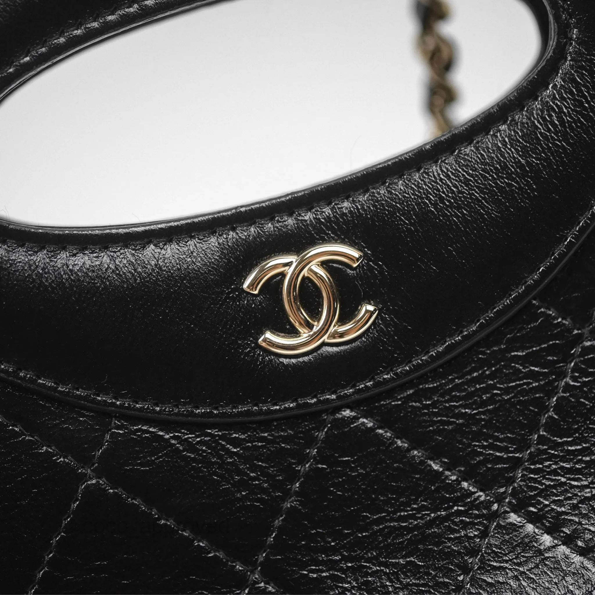 Chanel Nano 31 Black Shiny Calfskin Gold Hardware 24C