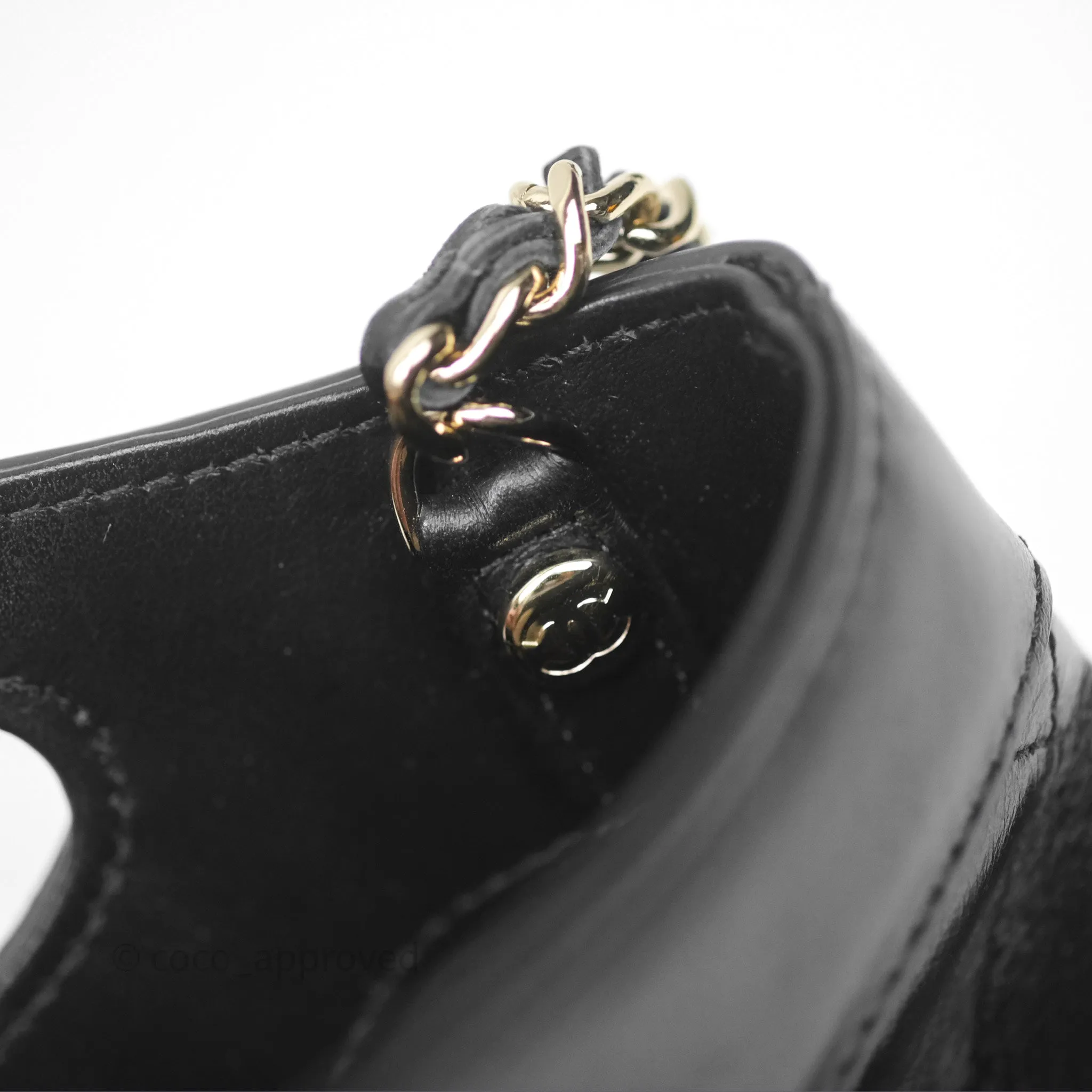 Chanel Nano 31 Black Shiny Calfskin Gold Hardware 24C