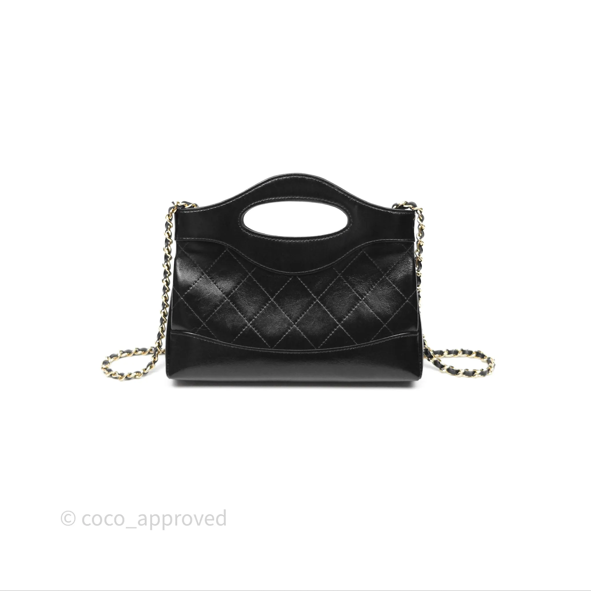 Chanel Nano 31 Black Shiny Calfskin Gold Hardware 24C