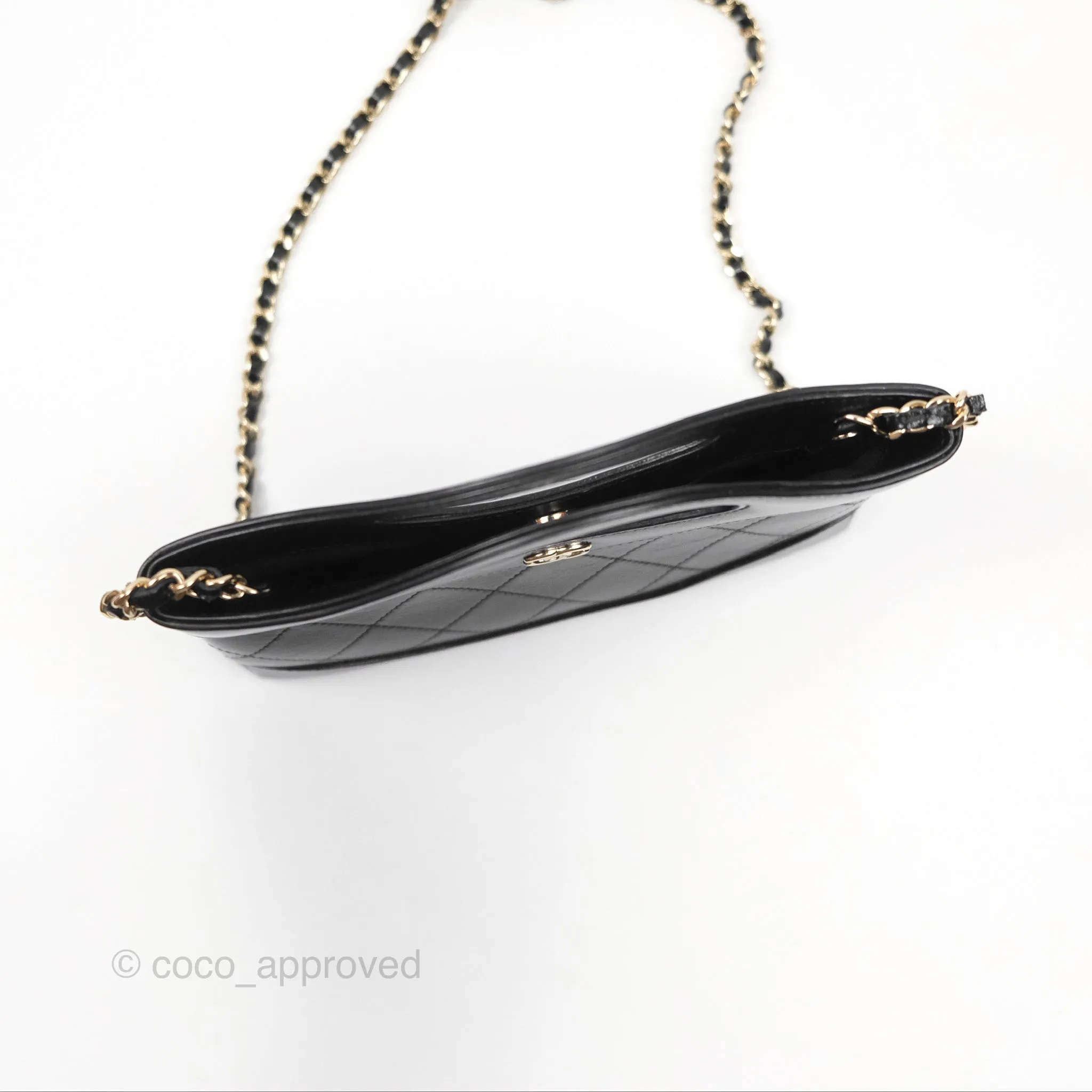 Chanel Nano 31 Black Shiny Calfskin Gold Hardware 24C