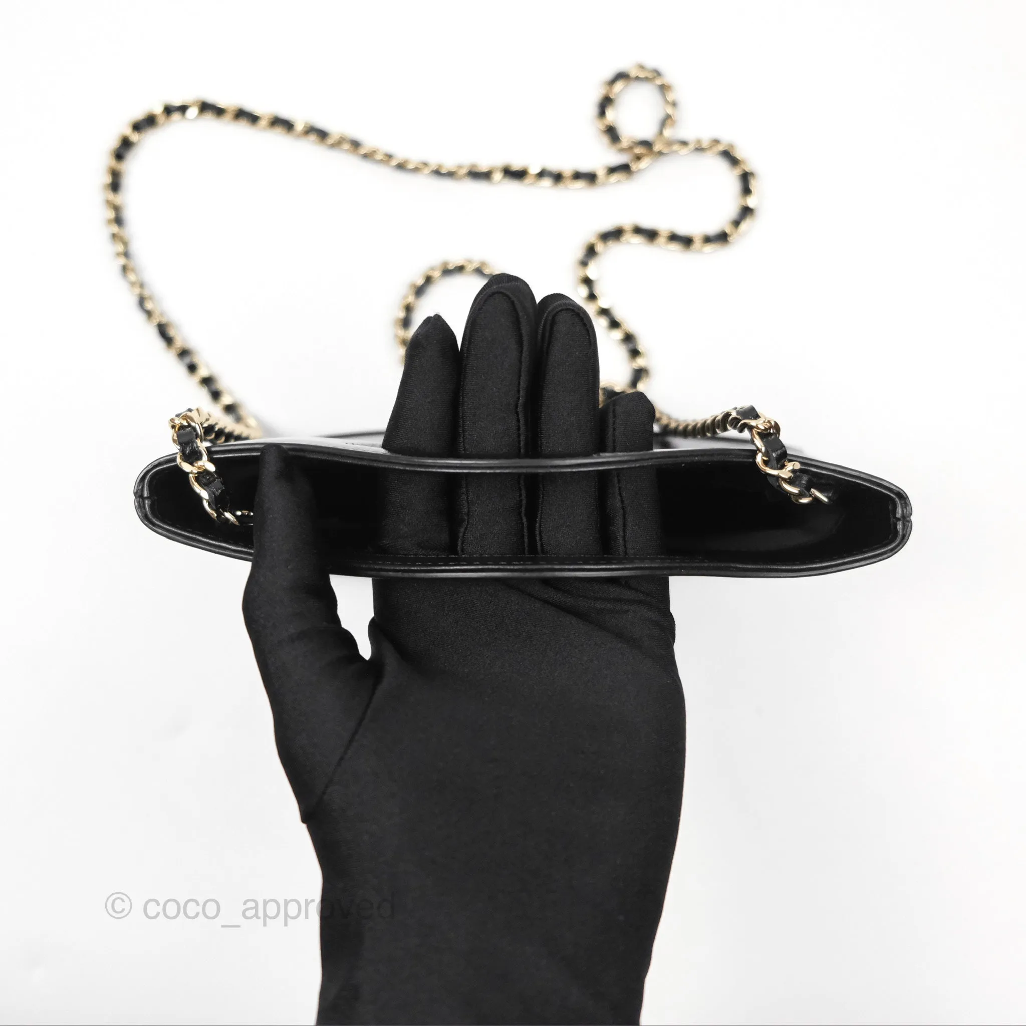 Chanel Nano 31 Black Shiny Calfskin Gold Hardware 24C