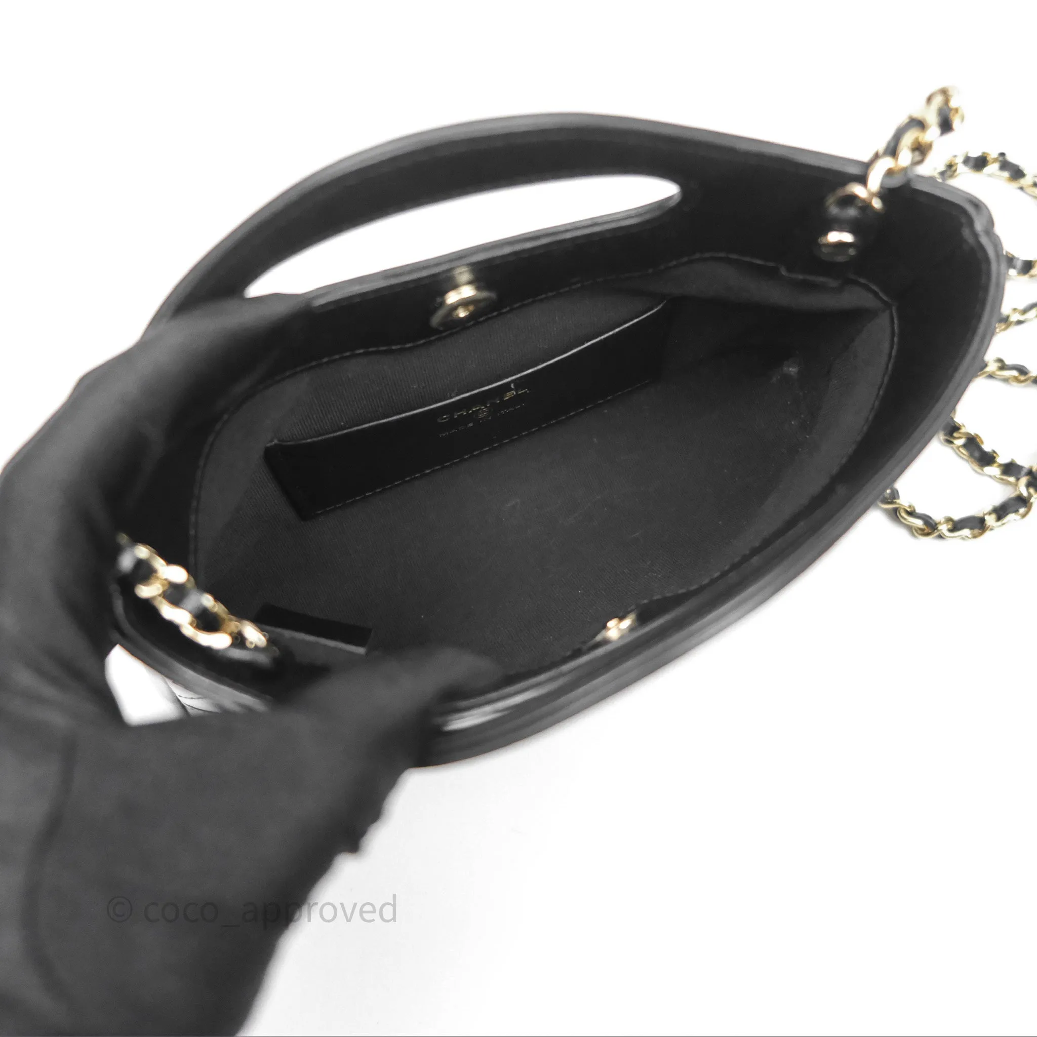 Chanel Nano 31 Black Shiny Calfskin Gold Hardware 24C