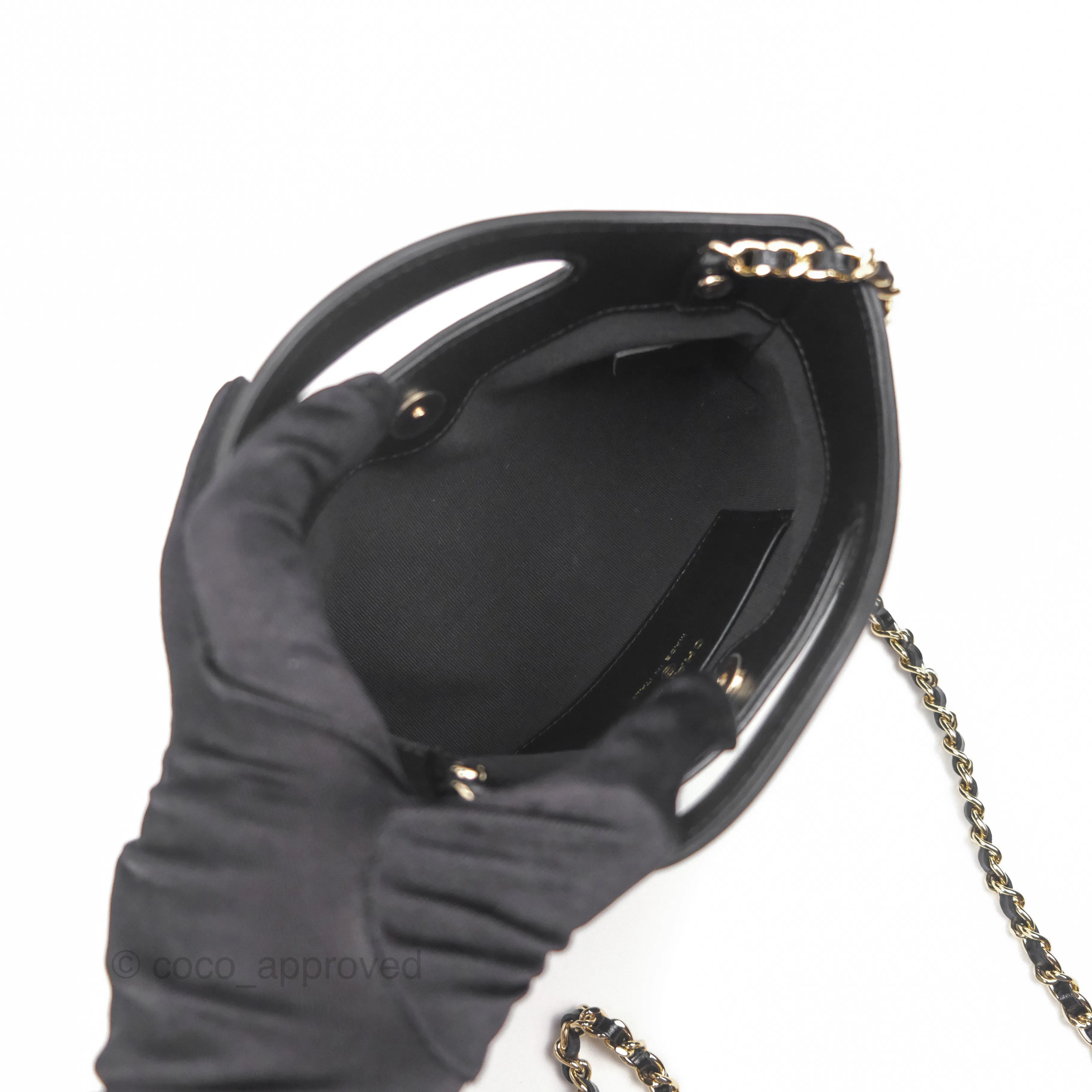 Chanel Nano 31 Black Shiny Calfskin Gold Hardware