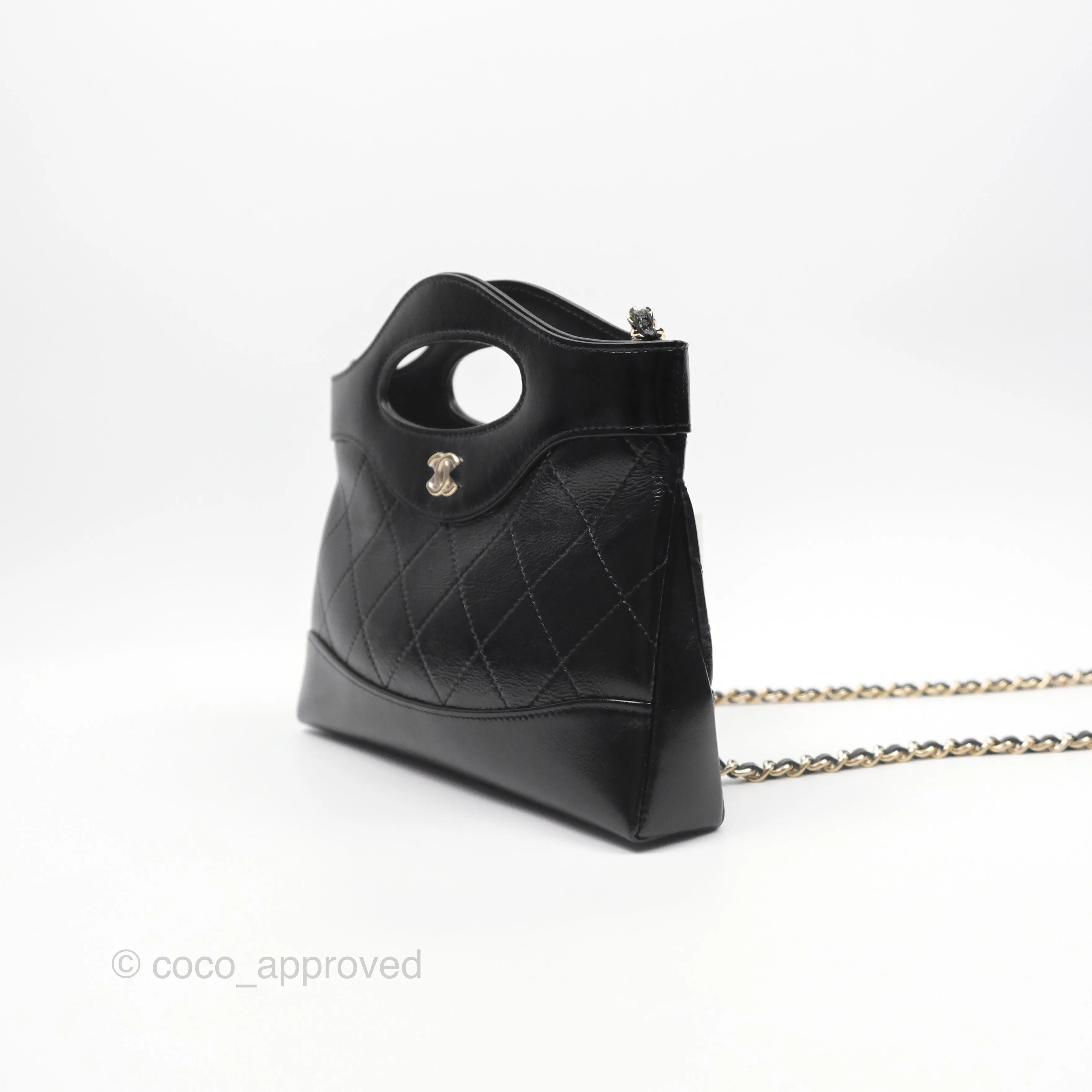 Chanel Nano 31 Black Shiny Calfskin Gold Hardware