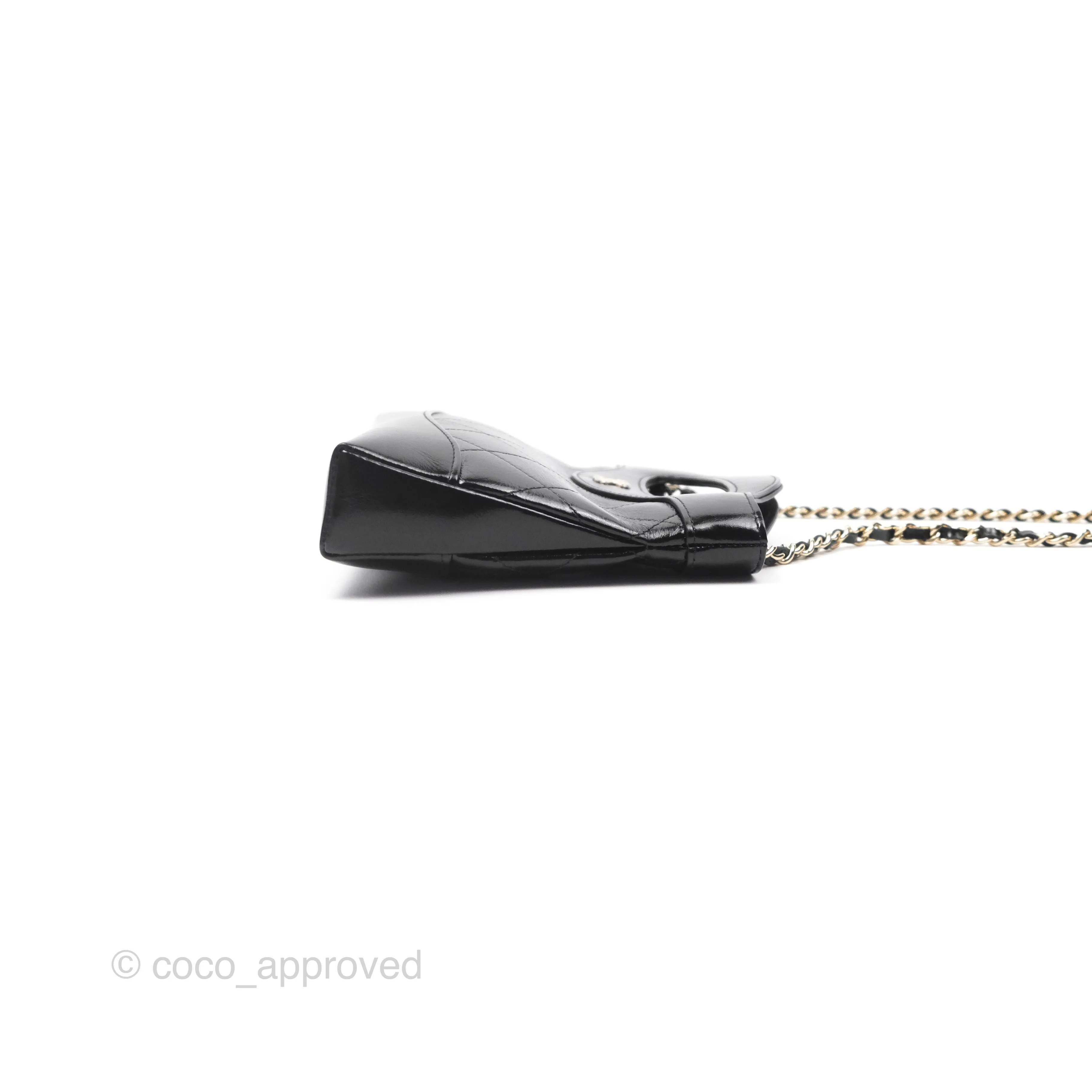 Chanel Nano 31 Black Shiny Calfskin Gold Hardware