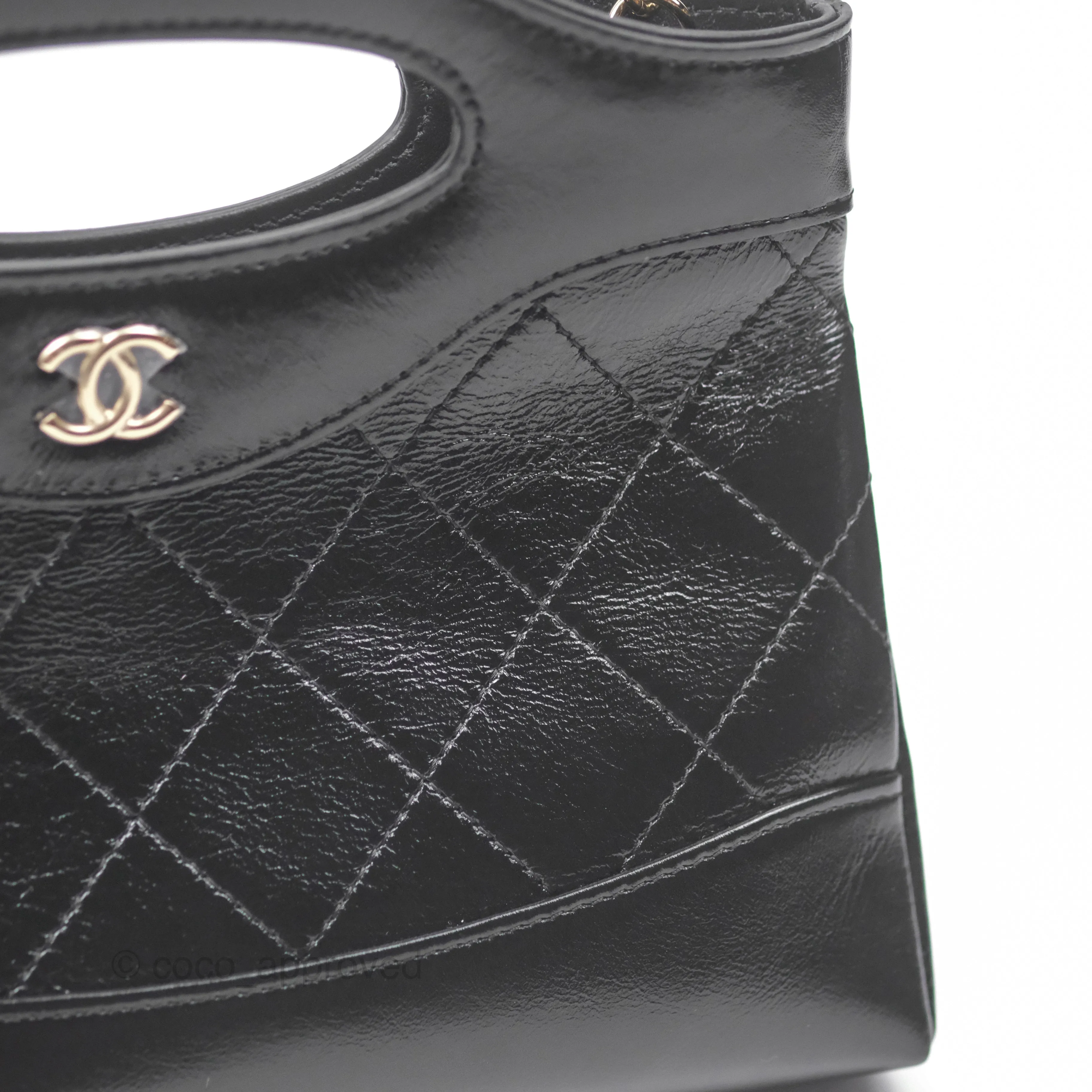 Chanel Nano 31 Black Shiny Calfskin Gold Hardware