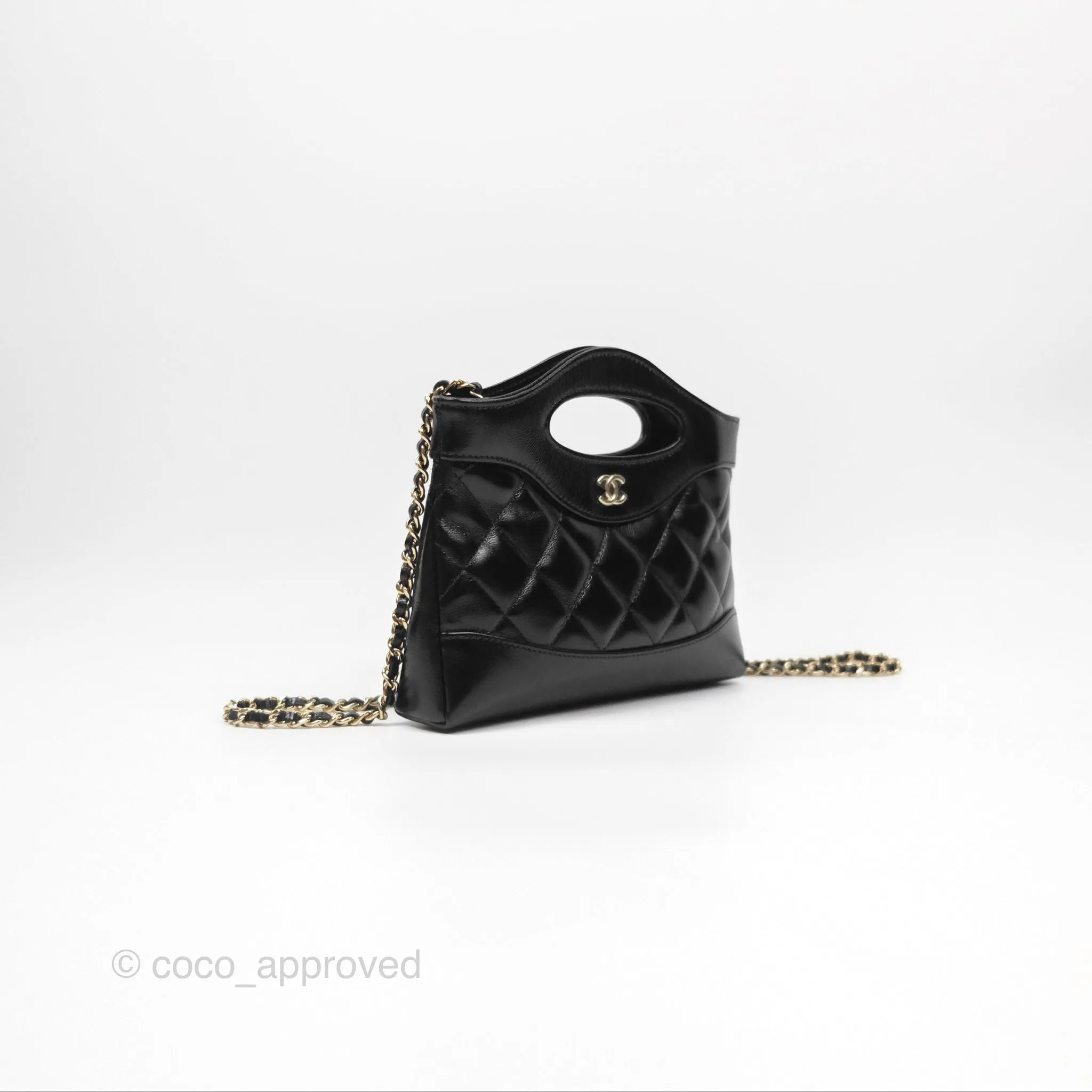 Chanel Nano 31 Black Shiny Lambskin Gold Hardware