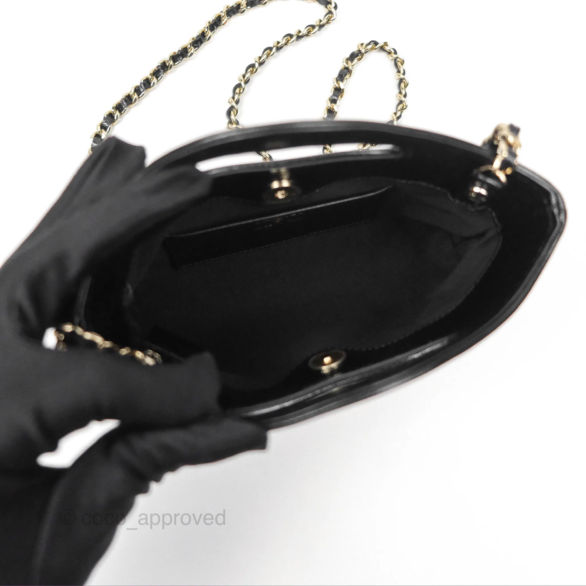 Chanel Nano 31 Black Shiny Lambskin Gold Hardware