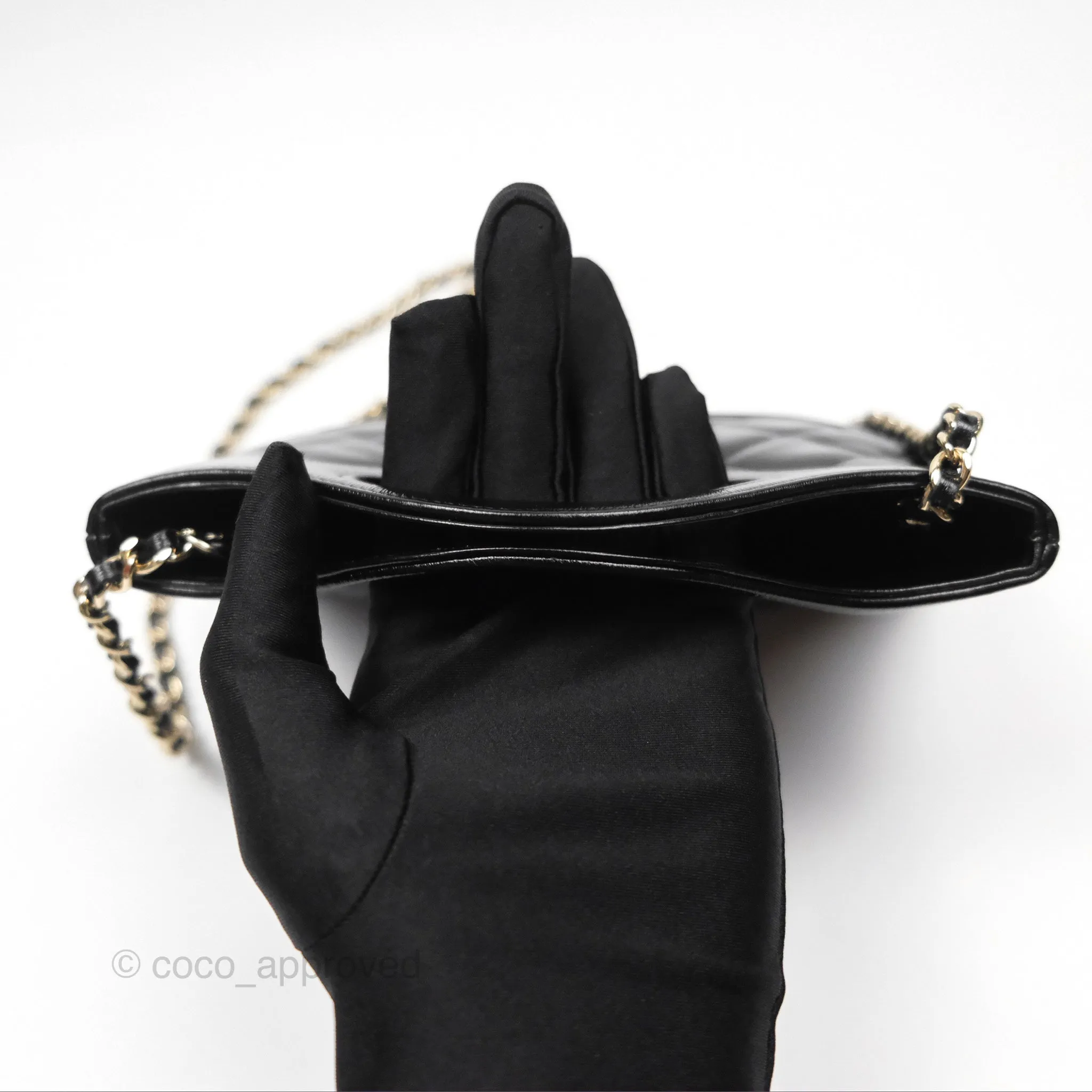 Chanel Nano 31 Black Shiny Lambskin Gold Hardware