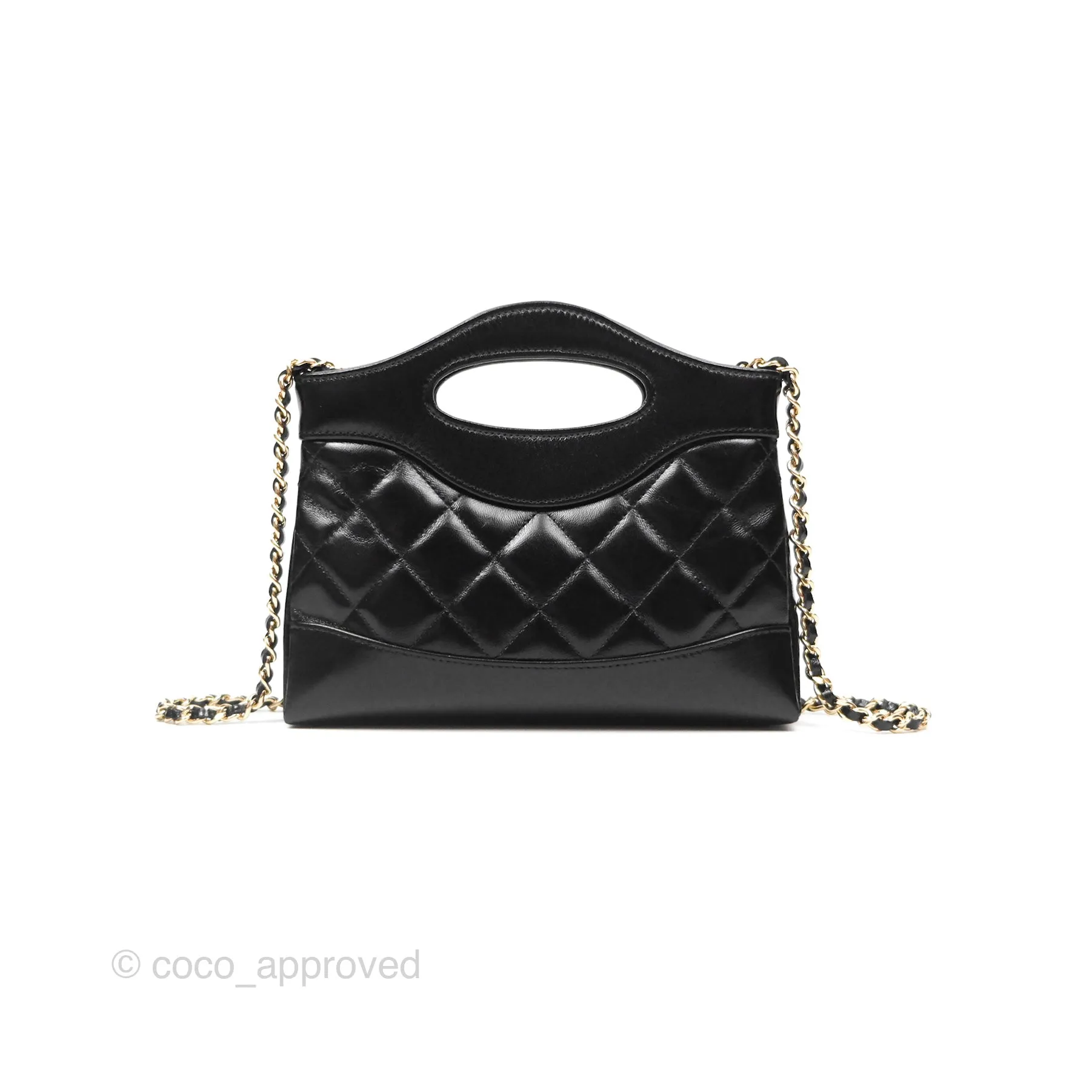 Chanel Nano 31 Black Shiny Lambskin Gold Hardware