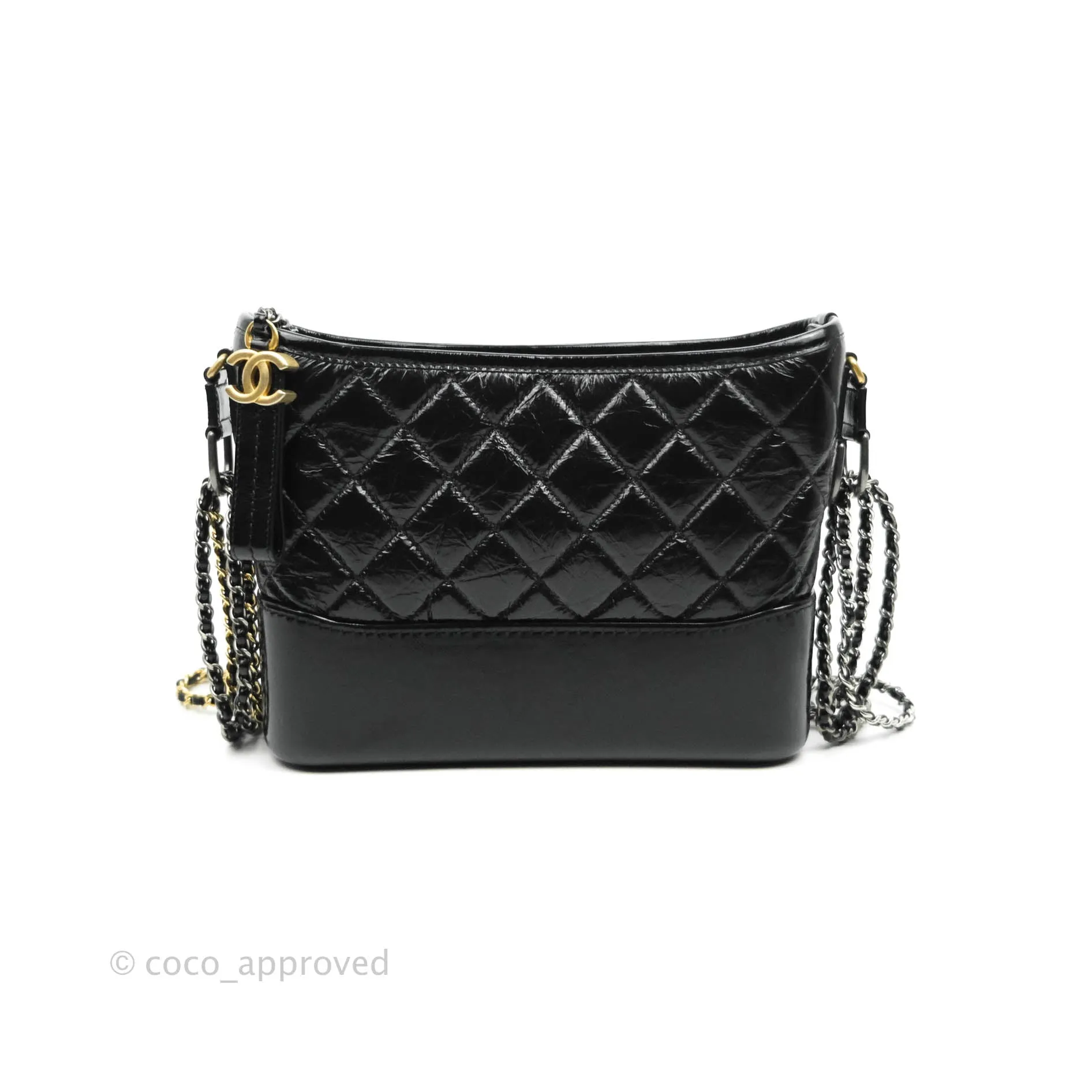 Chanel New Medium Gabrielle Hobo Black Shiny Aged Calfskin Mixed Hardware 20A