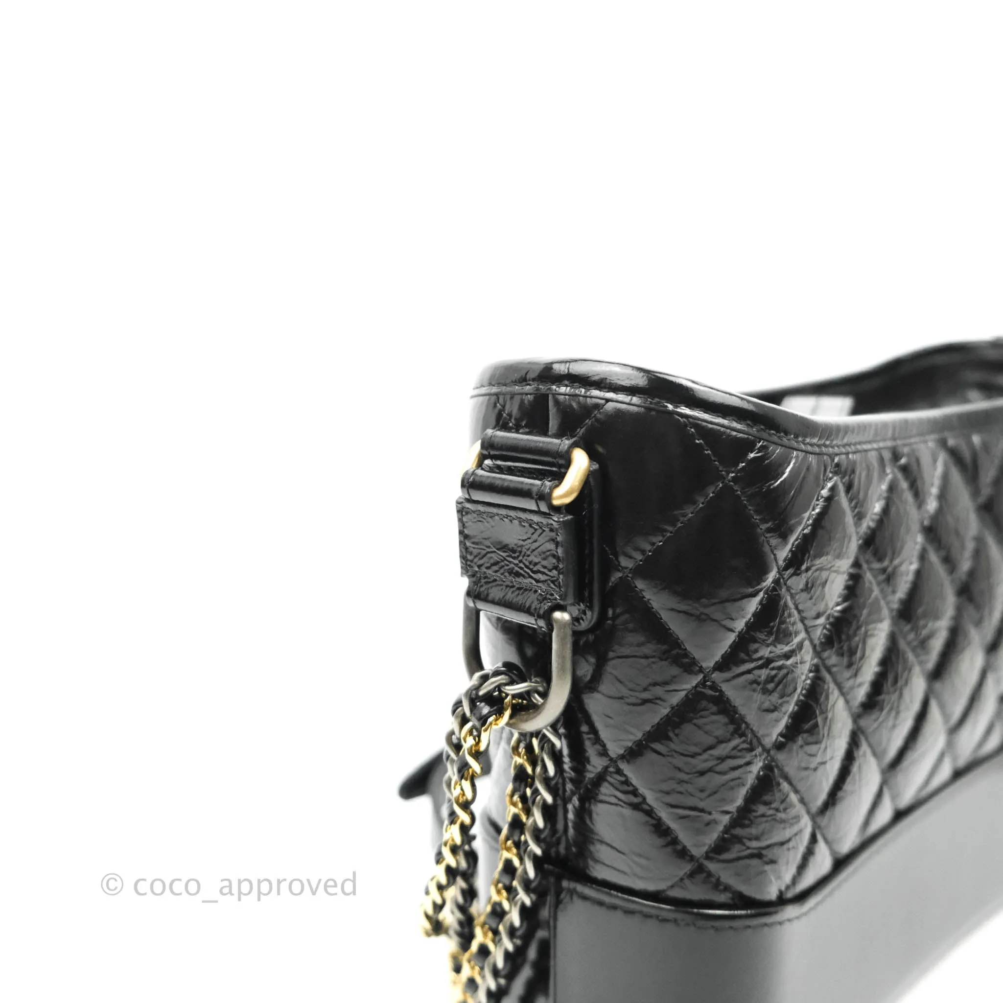 Chanel New Medium Gabrielle Hobo Black Shiny Aged Calfskin Mixed Hardware 20A