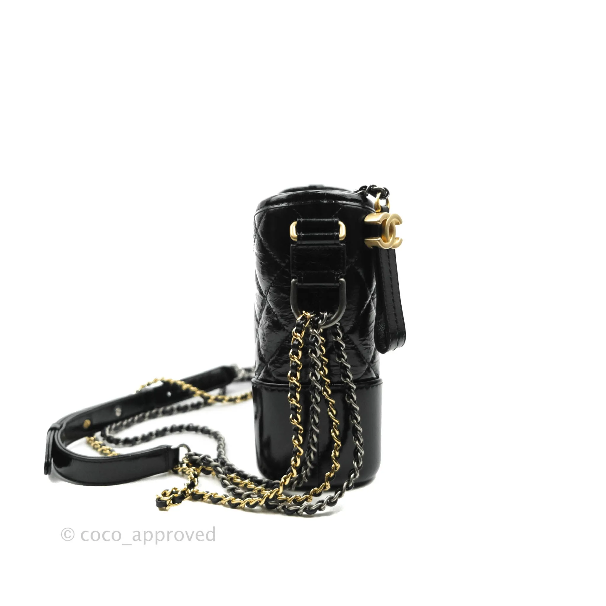 Chanel New Medium Gabrielle Hobo Black Shiny Aged Calfskin Mixed Hardware 20A