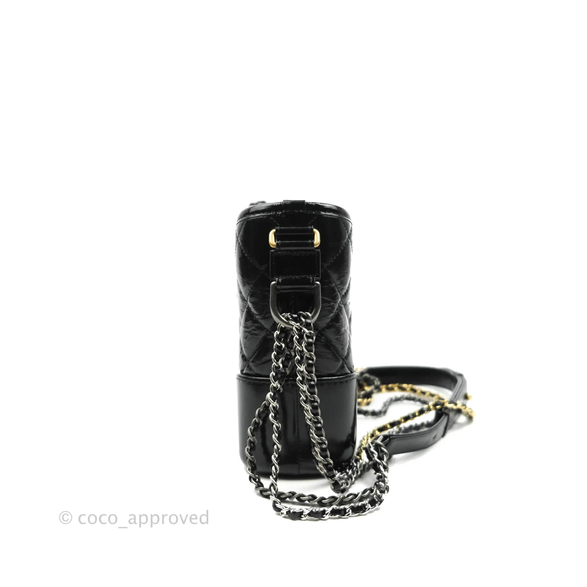 Chanel New Medium Gabrielle Hobo Black Shiny Aged Calfskin Mixed Hardware 20A