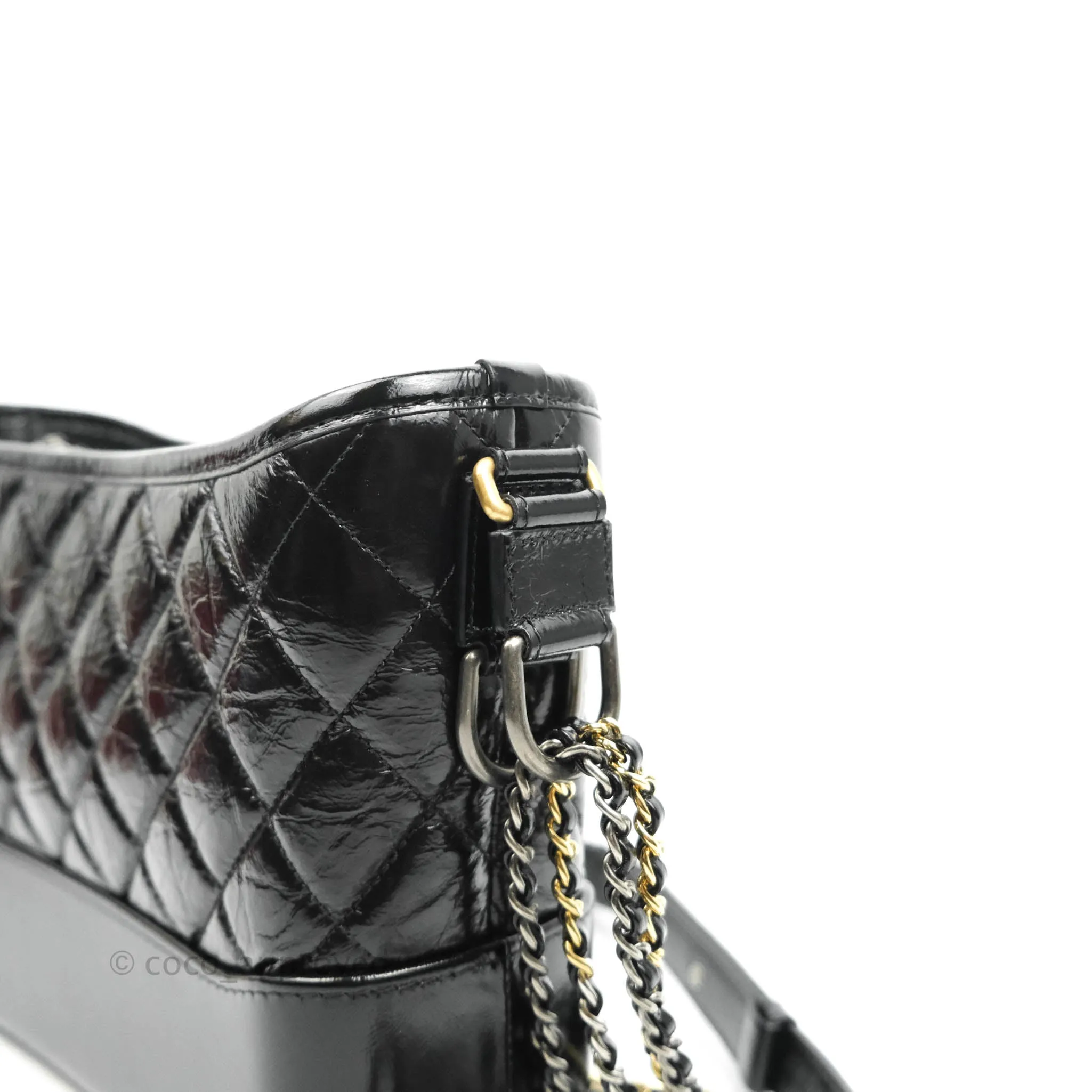 Chanel New Medium Gabrielle Hobo Black Shiny Aged Calfskin Mixed Hardware 20A
