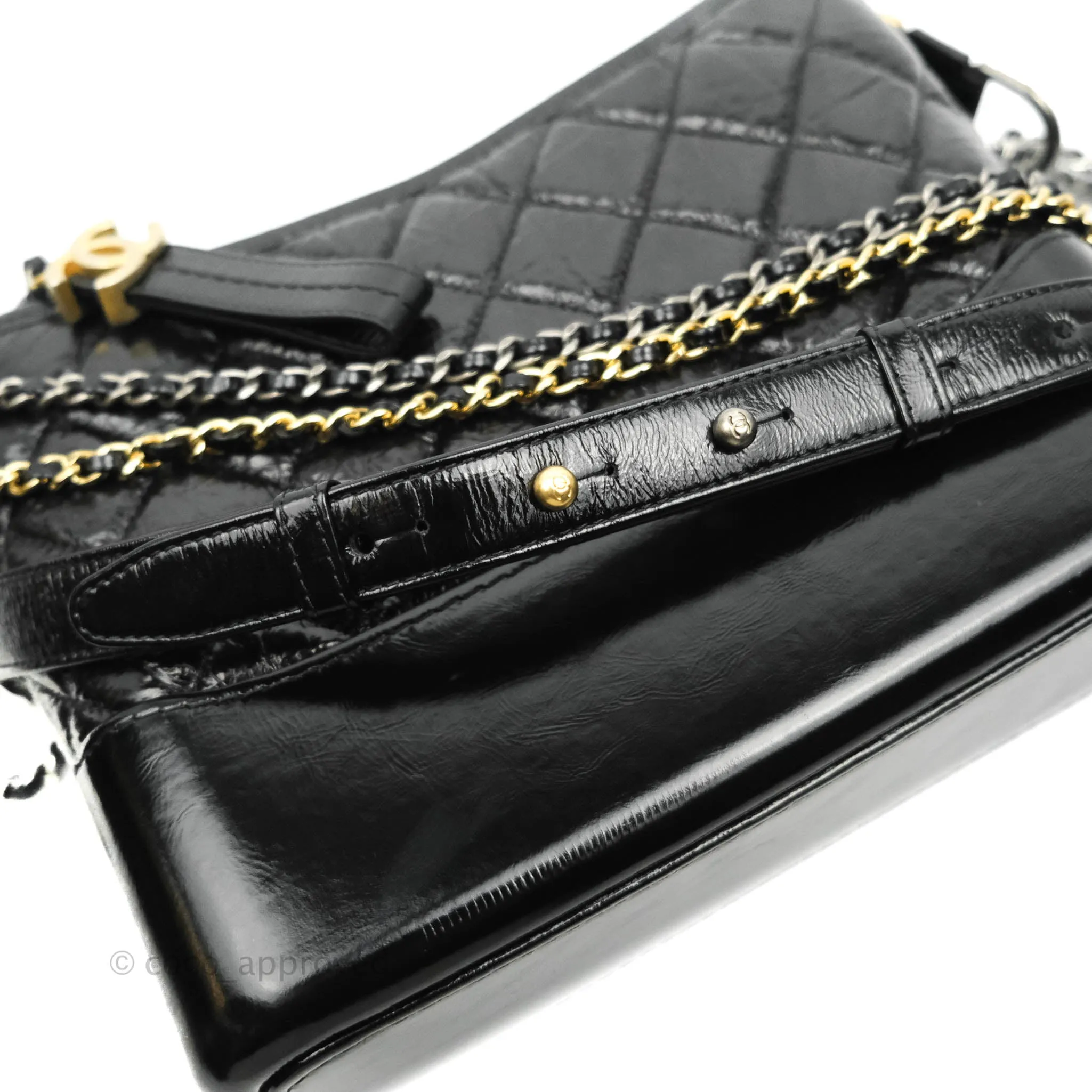 Chanel New Medium Gabrielle Hobo Black Shiny Aged Calfskin Mixed Hardware 20A