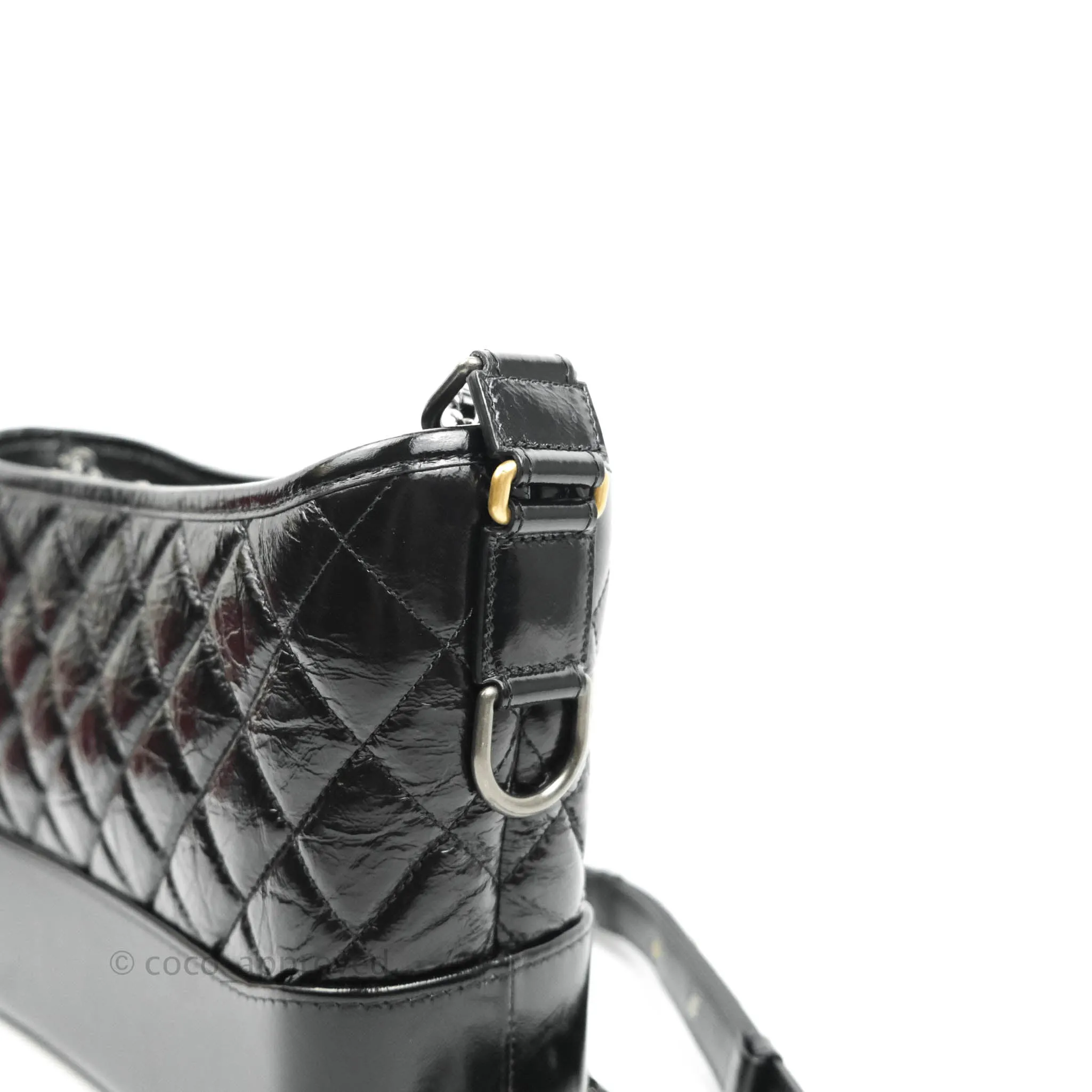 Chanel New Medium Gabrielle Hobo Black Shiny Aged Calfskin Mixed Hardware 20A