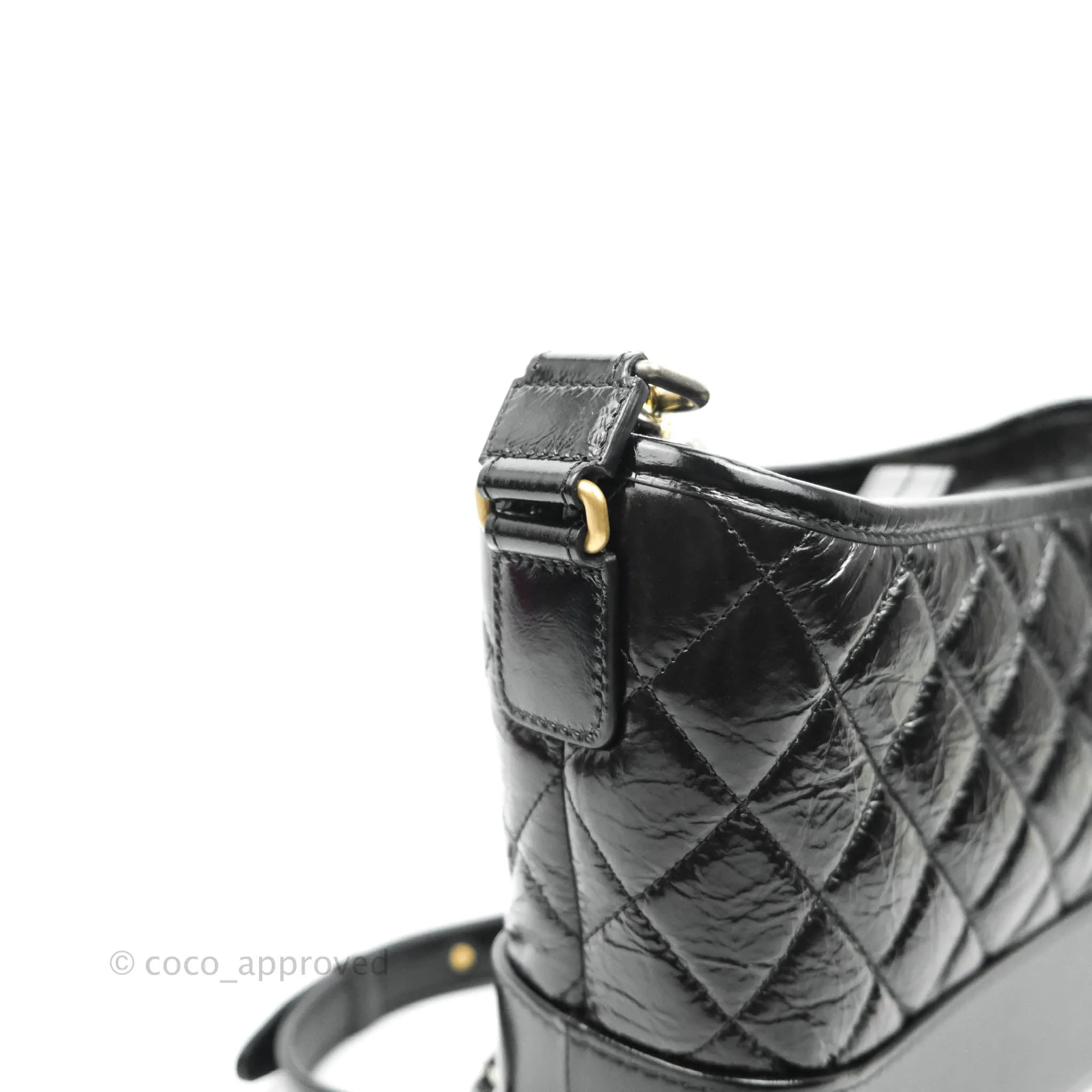 Chanel New Medium Gabrielle Hobo Black Shiny Aged Calfskin Mixed Hardware 20A