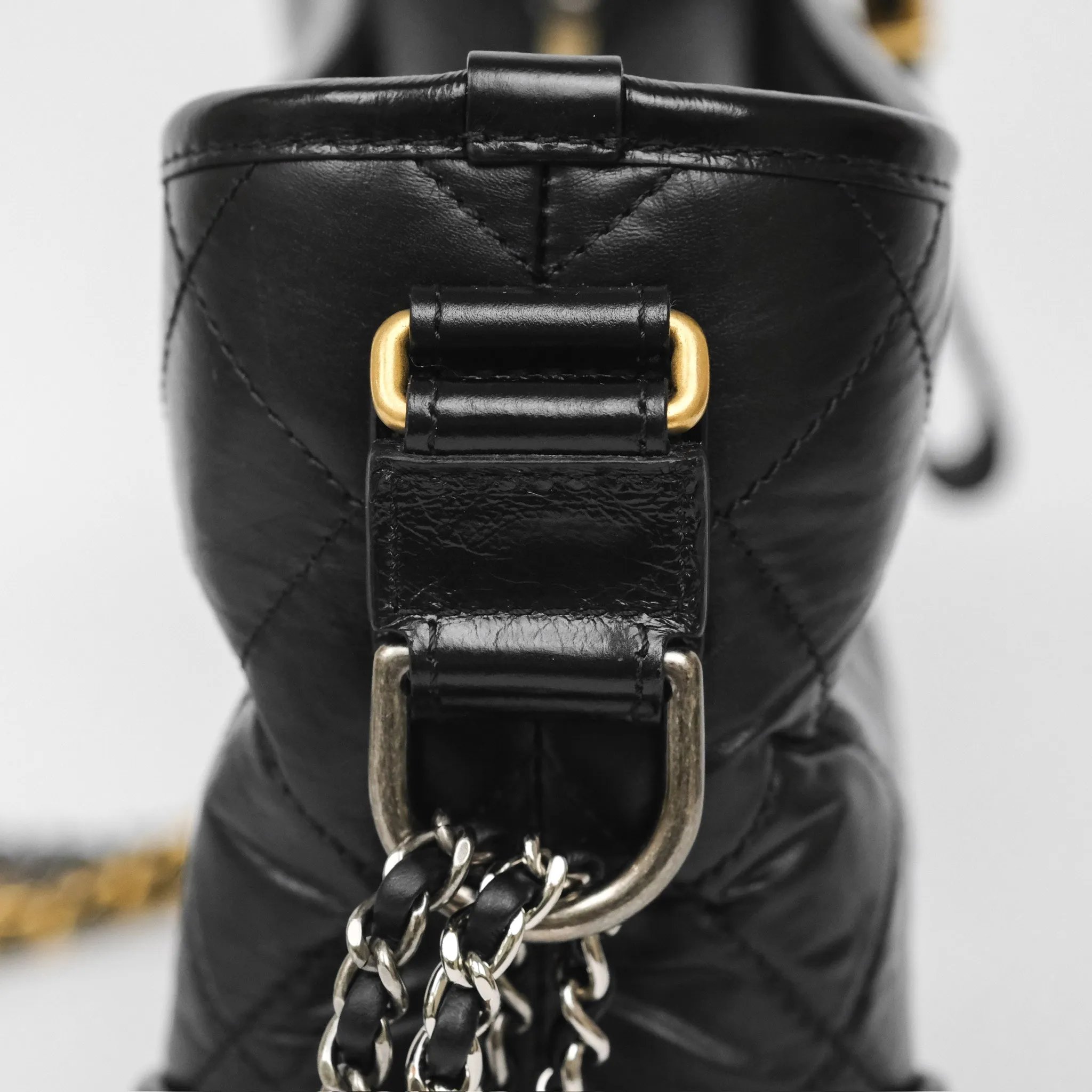 Chanel New Medium Gabrielle Hobo Quilted Black Aged Calfskin