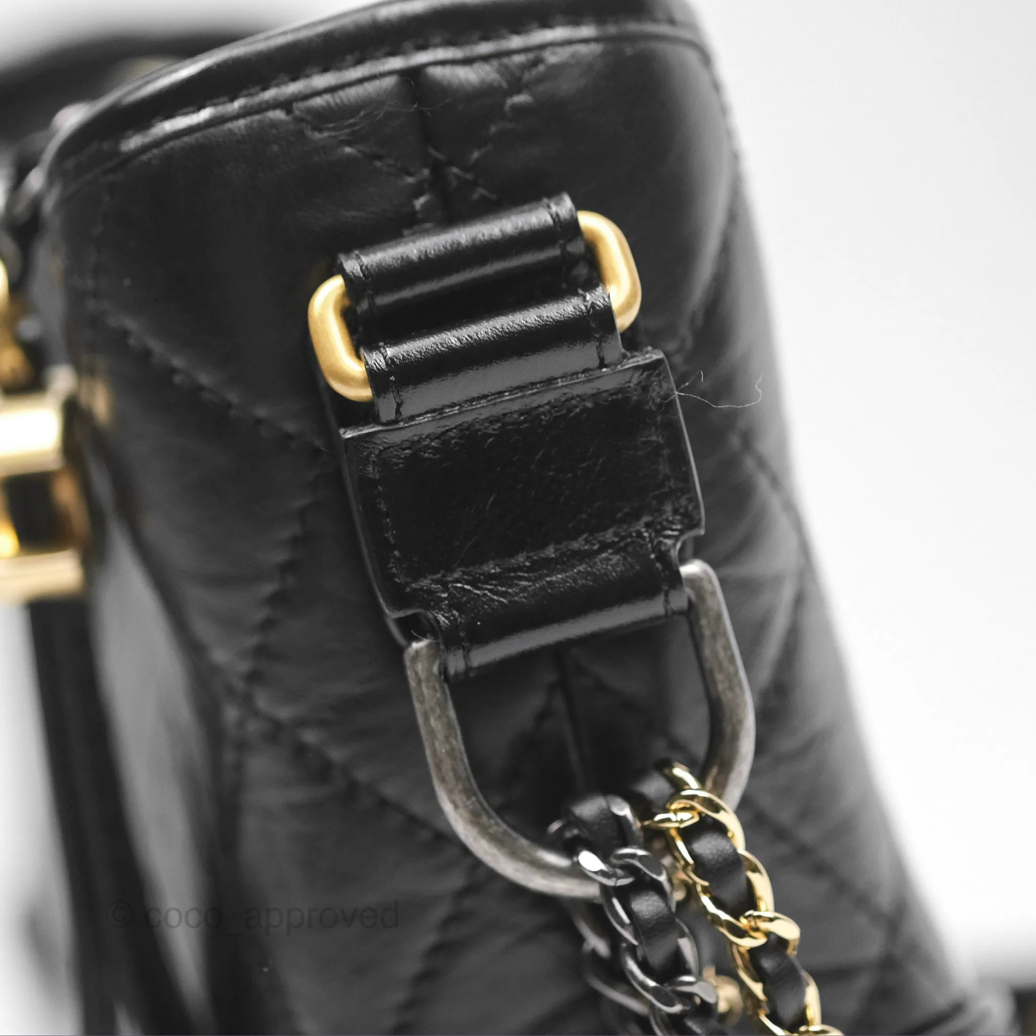Chanel New Medium Gabrielle Hobo Quilted Black Aged Calfskin