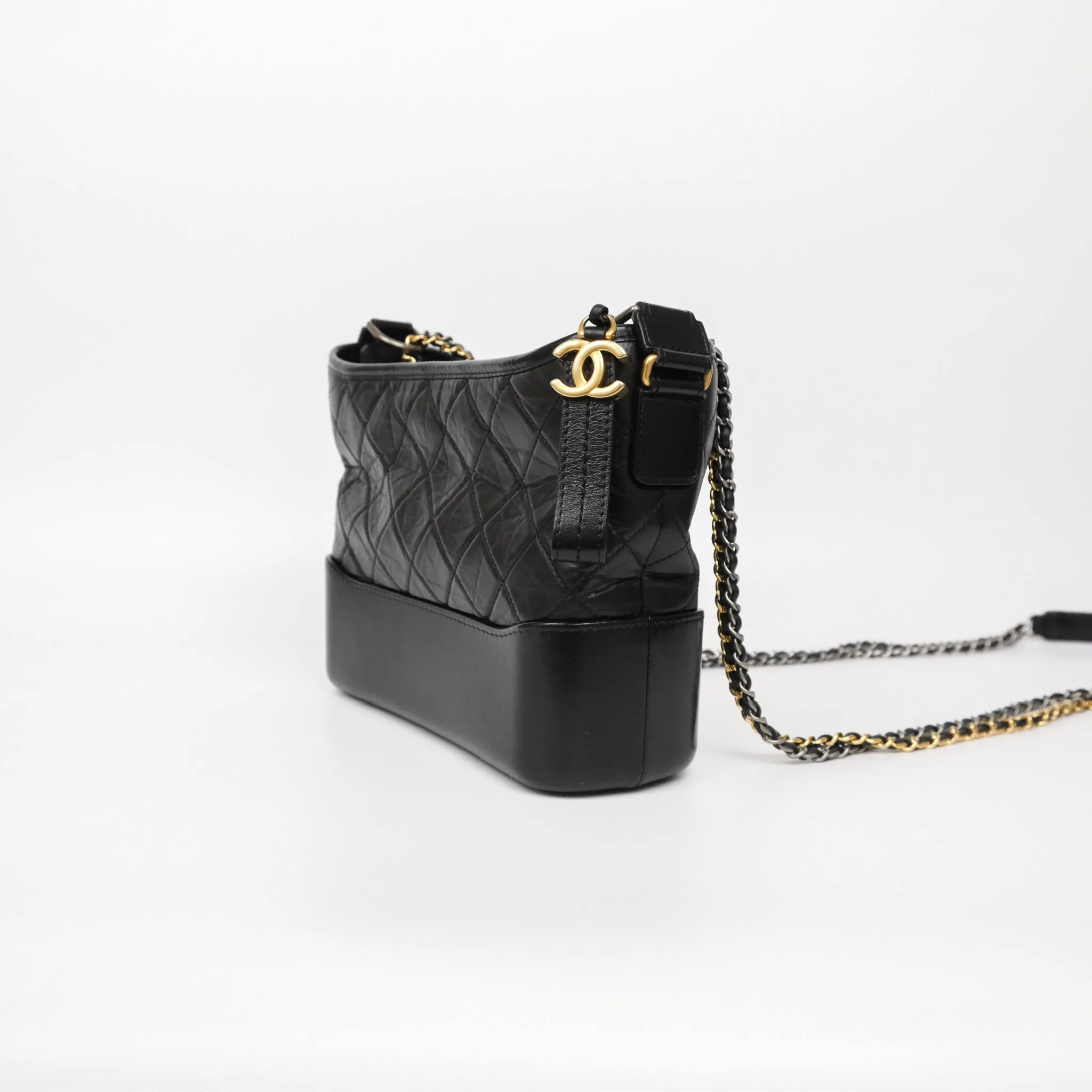 Chanel New Medium Gabrielle Hobo Quilted Black Aged Calfskin