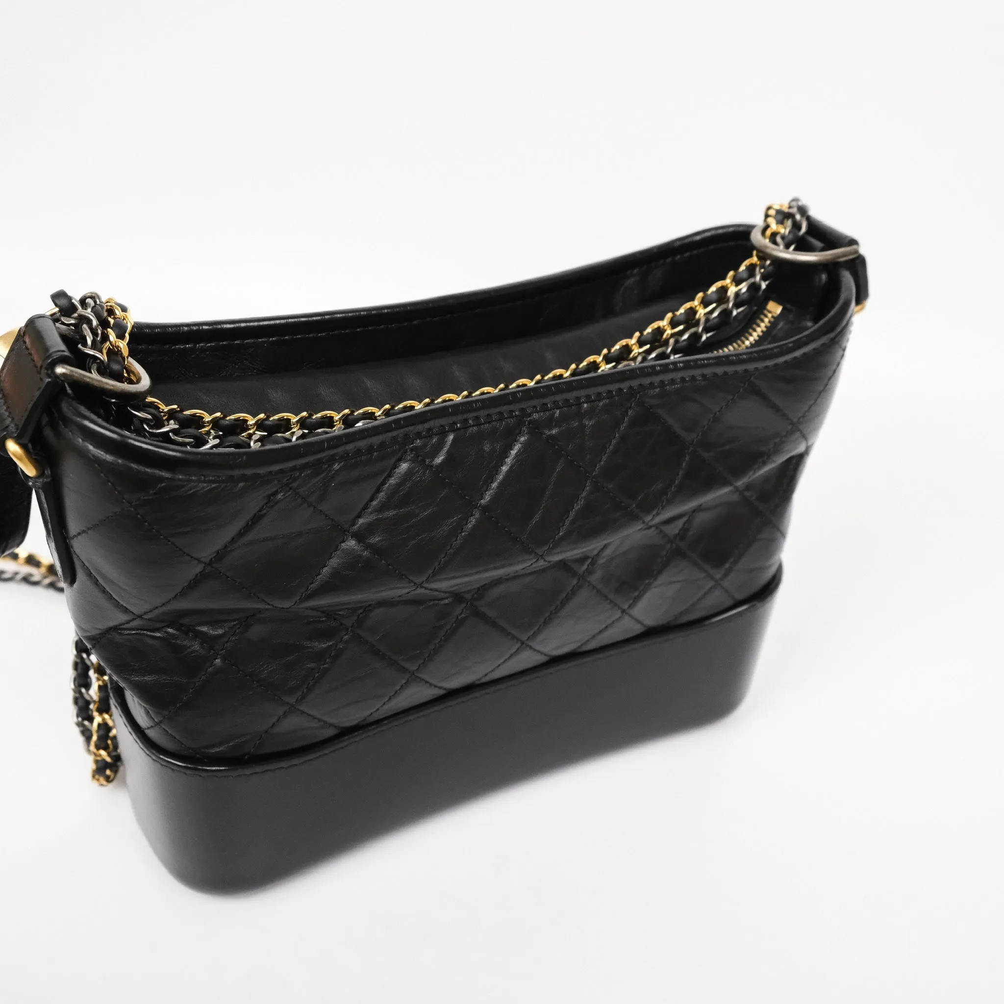 Chanel New Medium Gabrielle Hobo Quilted Black Aged Calfskin