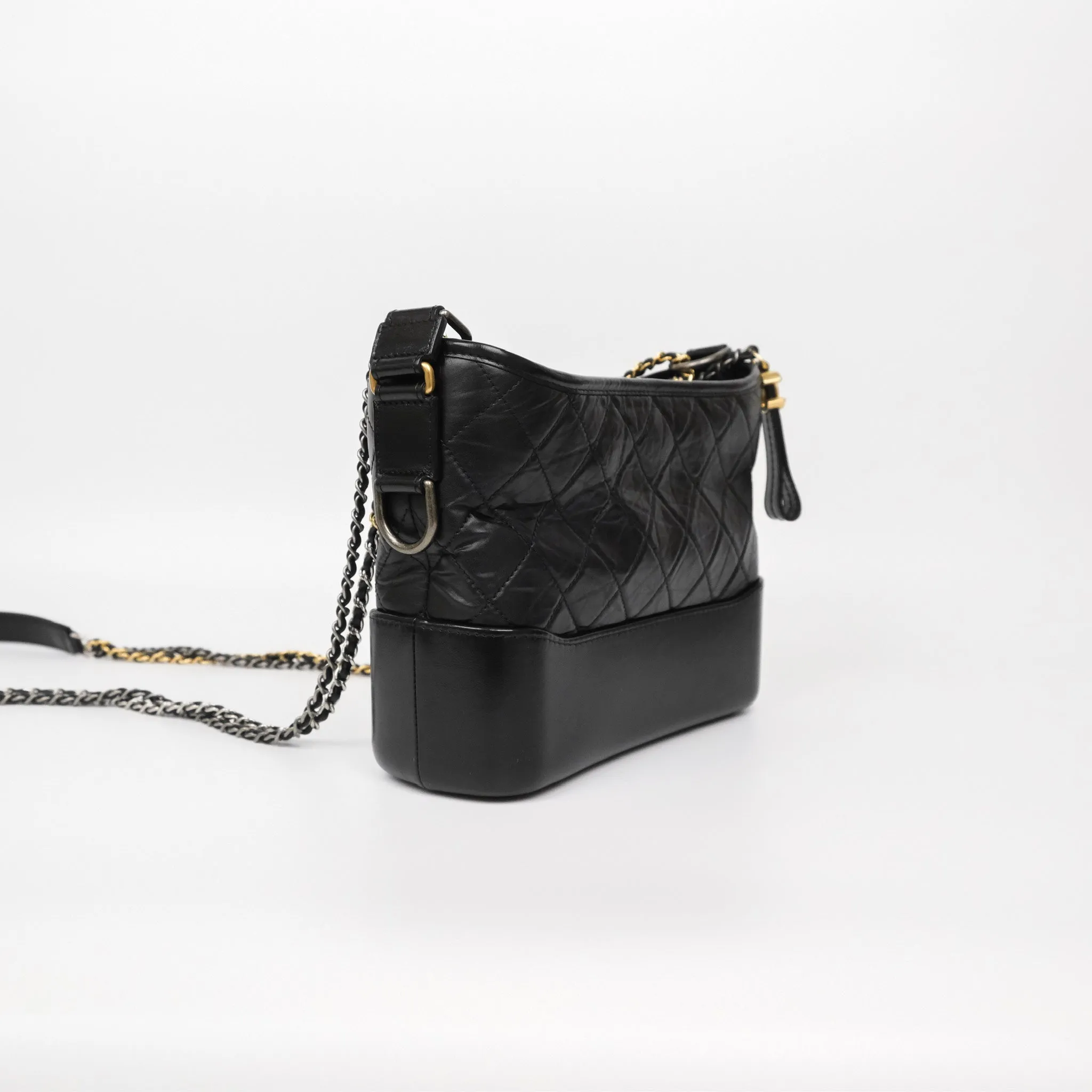 Chanel New Medium Gabrielle Hobo Quilted Black Aged Calfskin