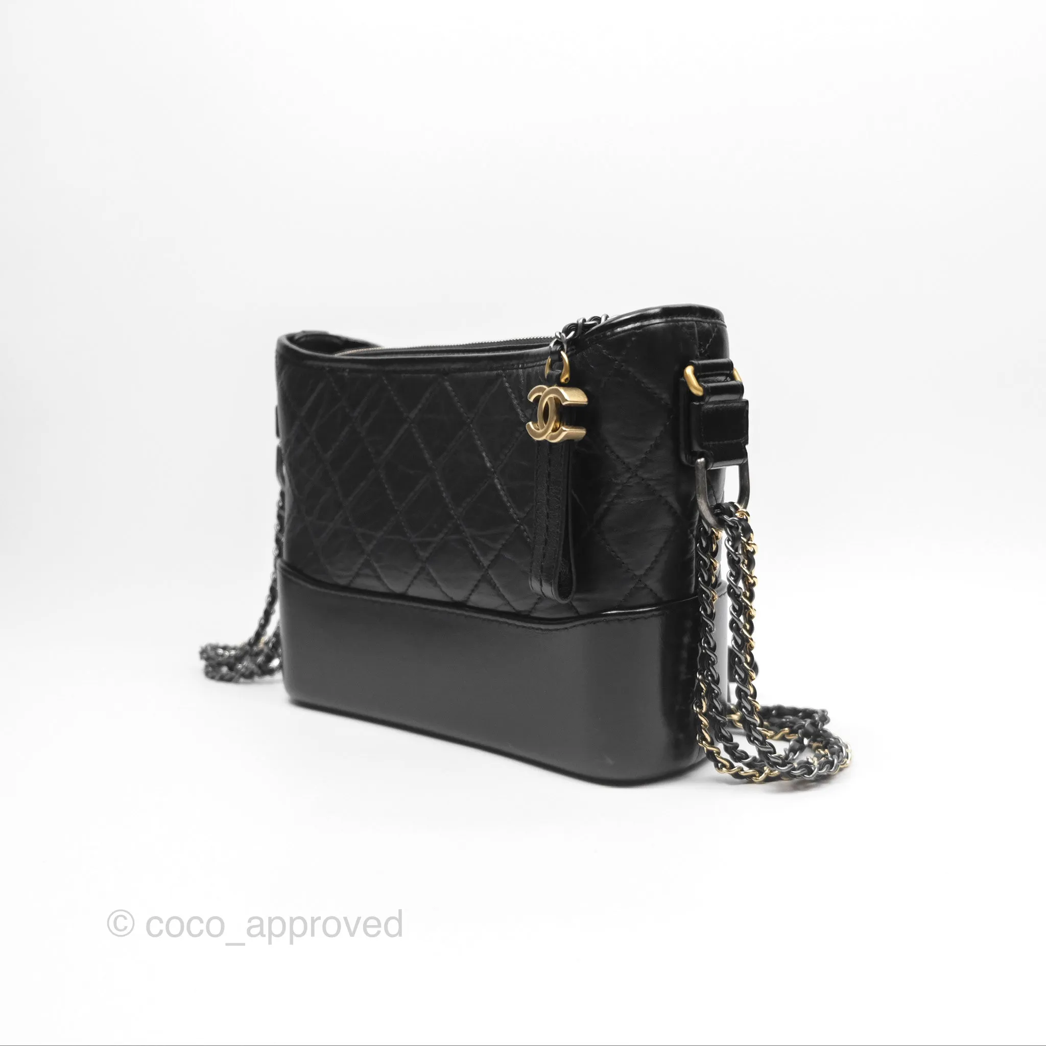 Chanel New Medium Gabrielle Hobo Quilted Black Aged Calfskin
