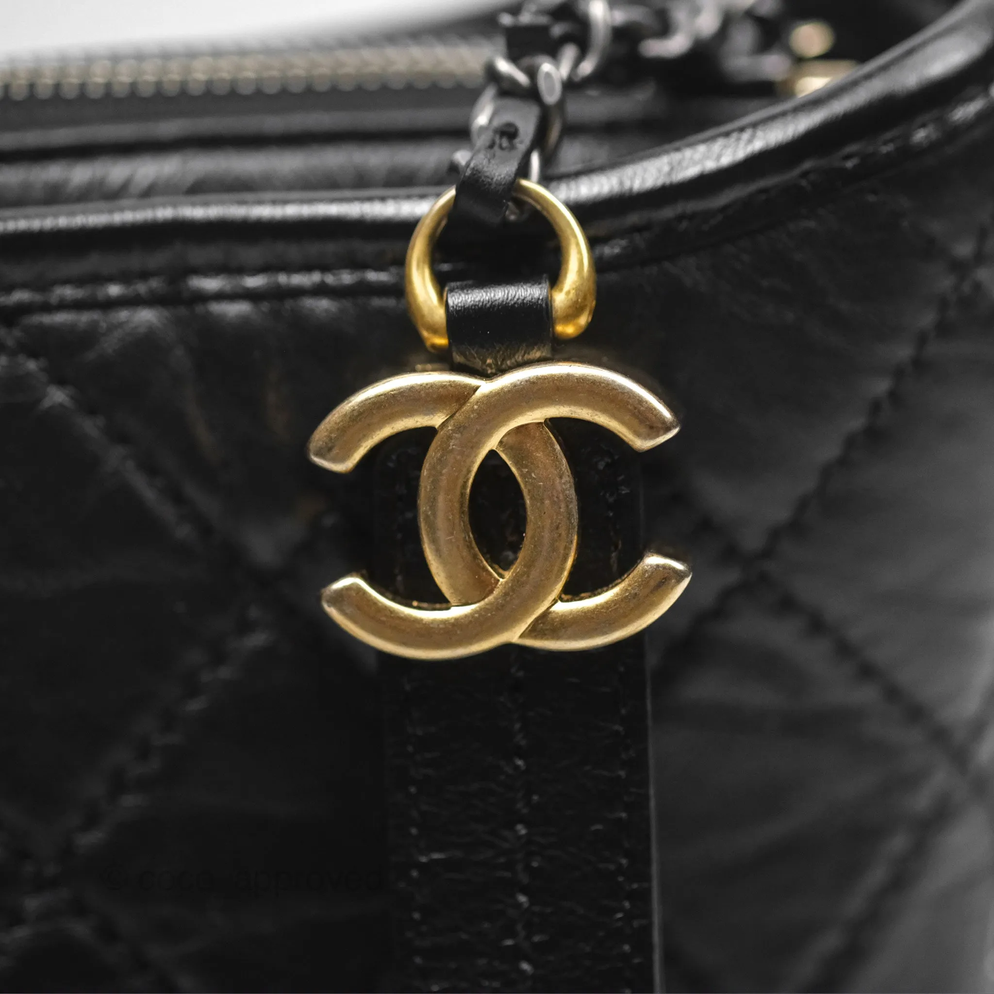 Chanel New Medium Gabrielle Hobo Quilted Black Aged Calfskin