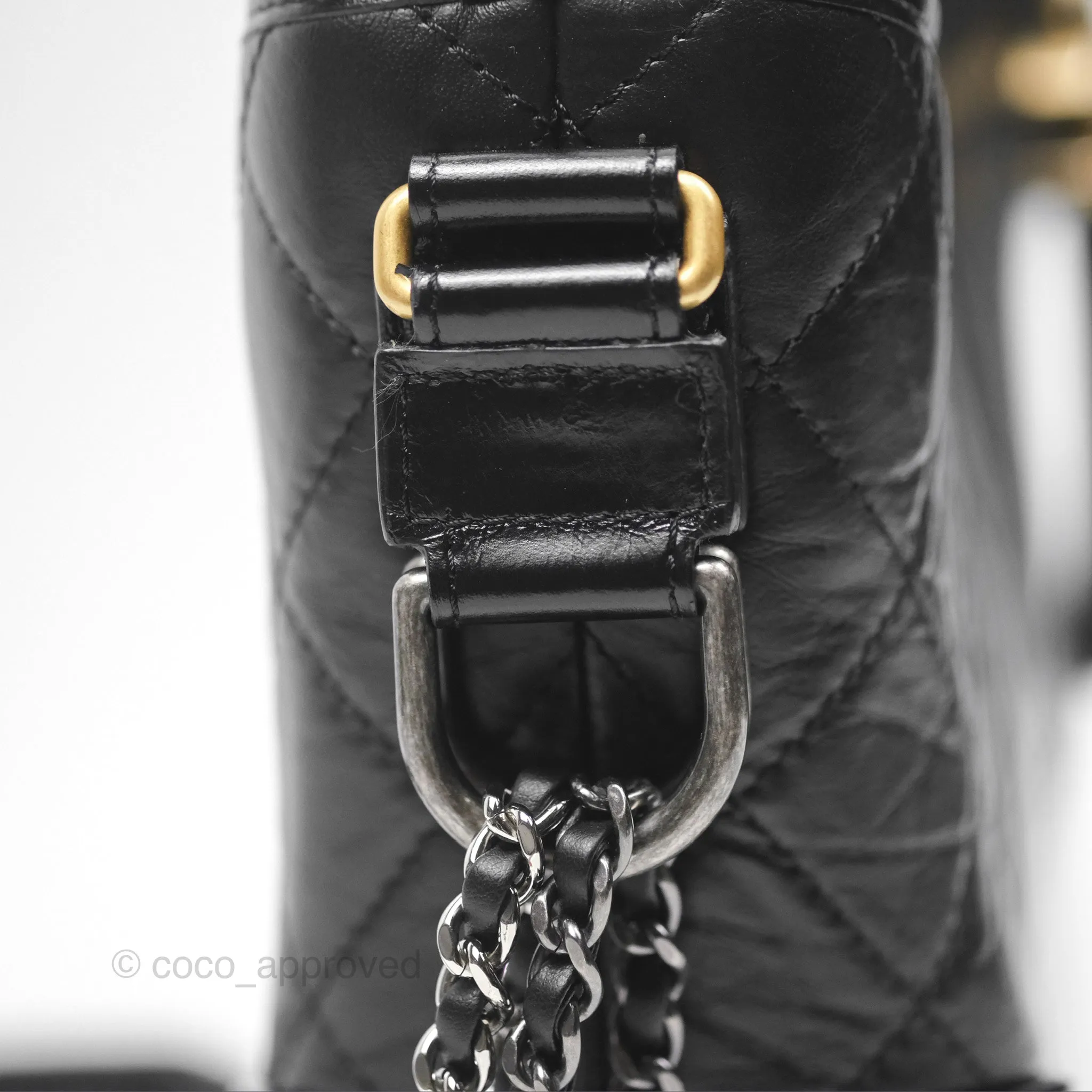 Chanel New Medium Gabrielle Hobo Quilted Black Aged Calfskin