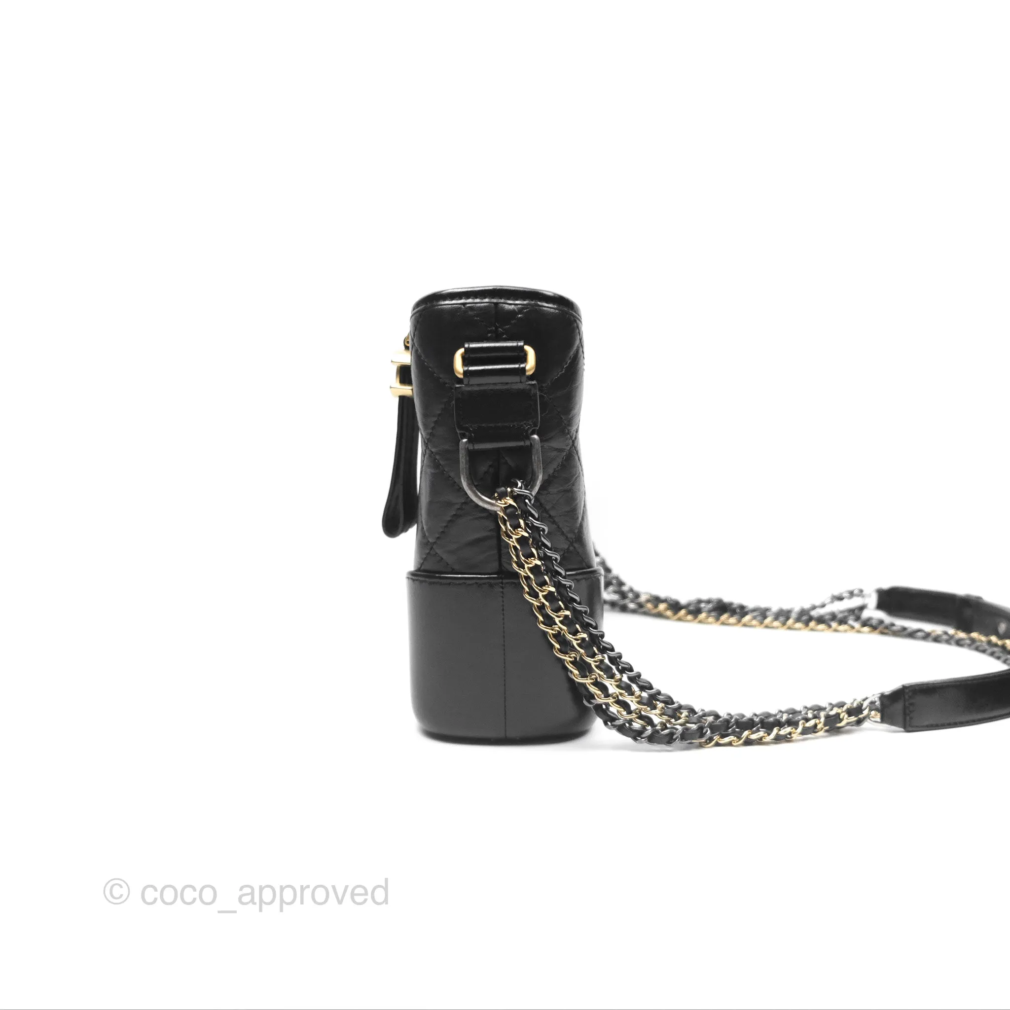 Chanel New Medium Gabrielle Hobo Quilted Black Aged Calfskin