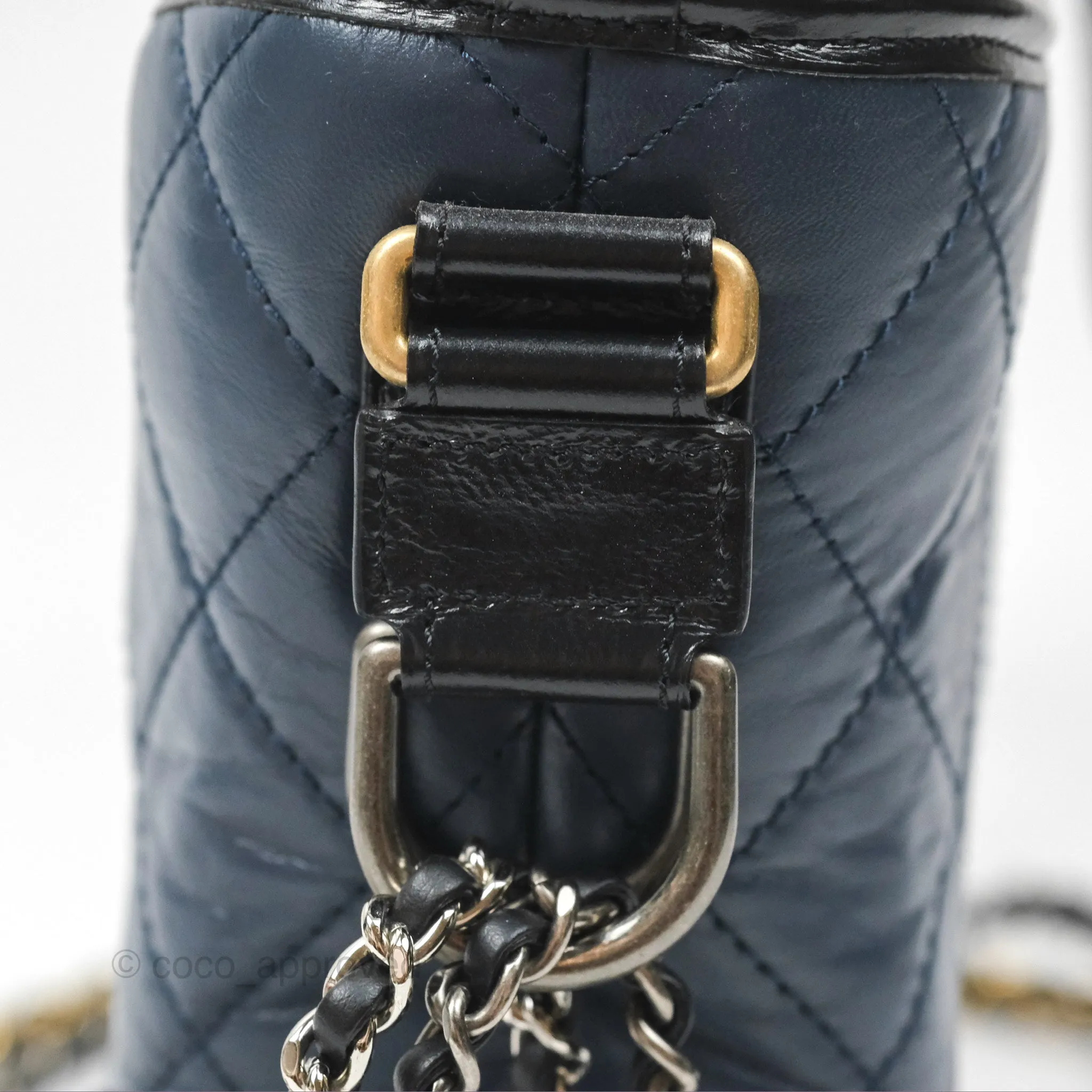 Chanel New Medium Gabrielle Hobo Quilted Navy Black Aged Calfskin
