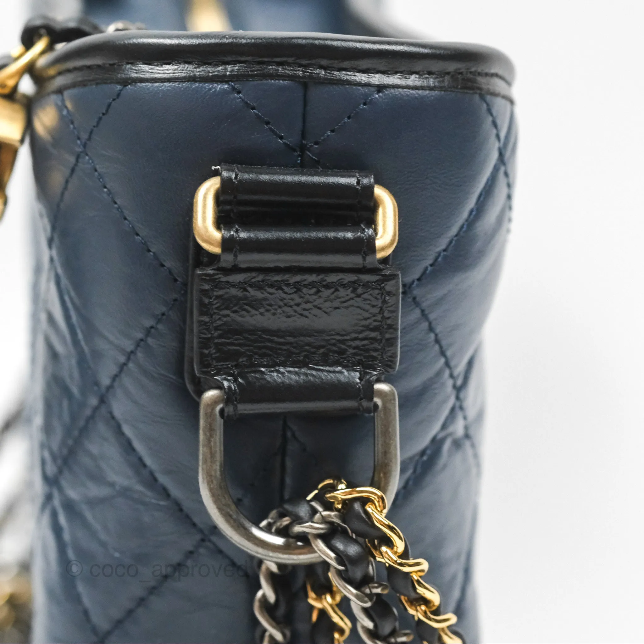 Chanel New Medium Gabrielle Hobo Quilted Navy Black Aged Calfskin