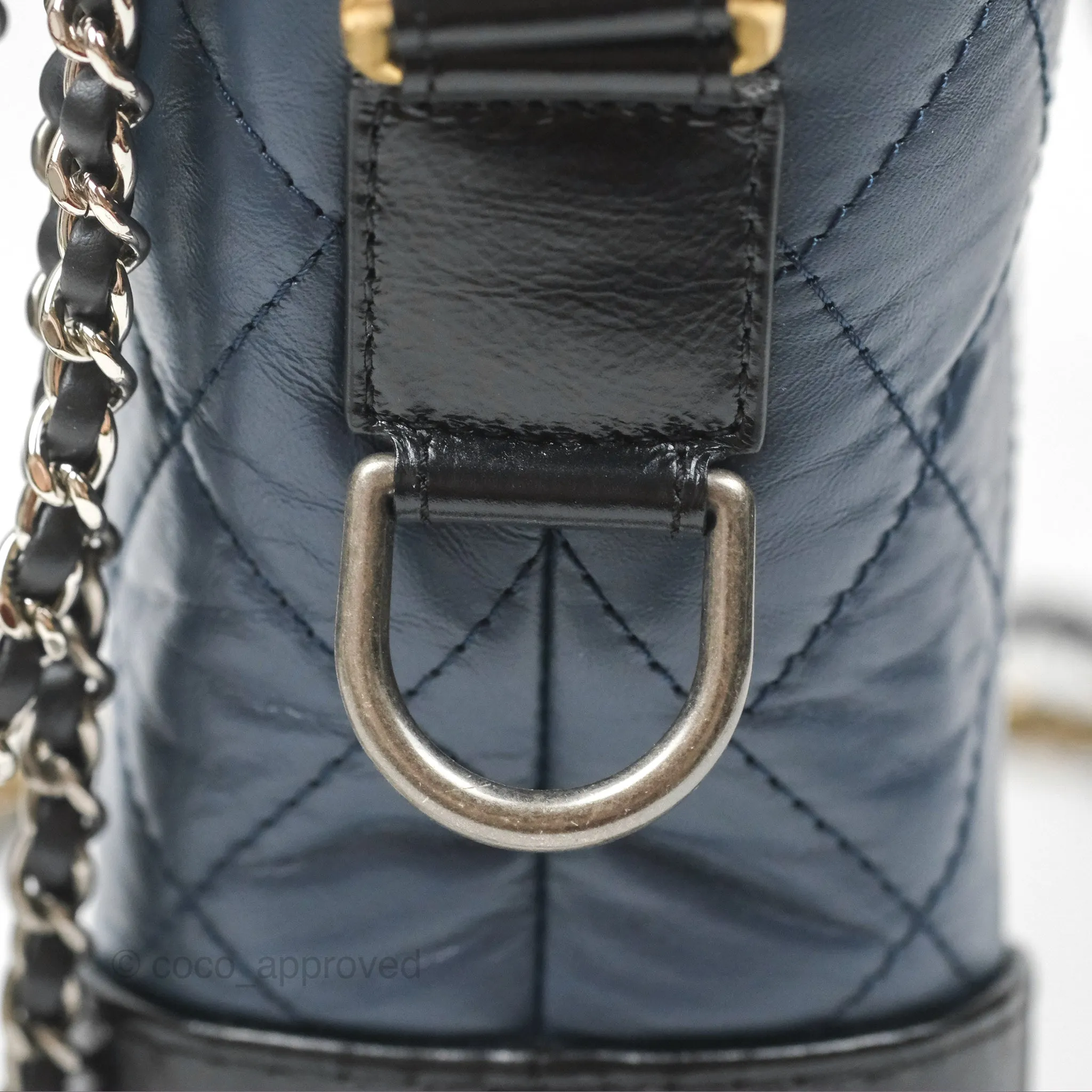 Chanel New Medium Gabrielle Hobo Quilted Navy Black Aged Calfskin