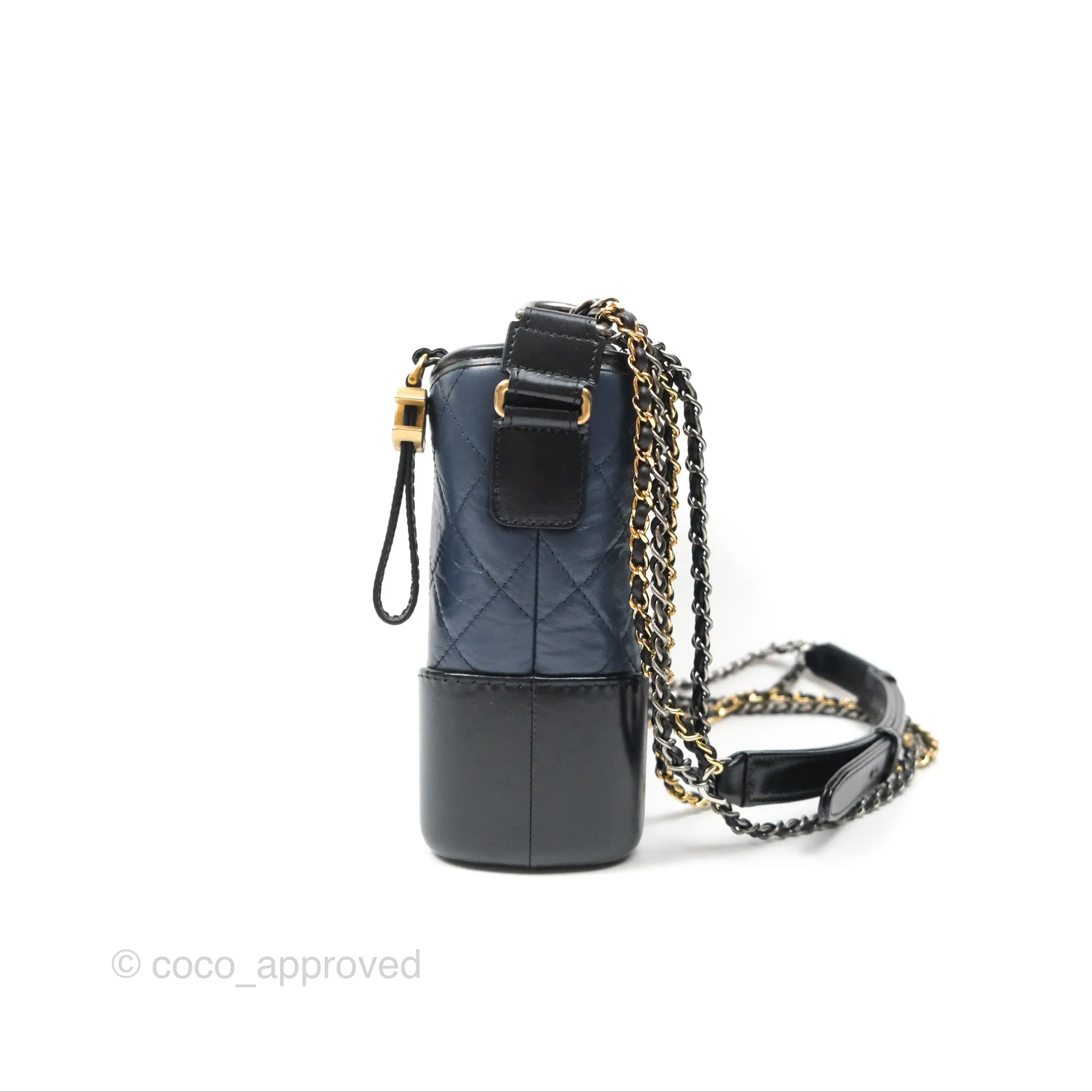 Chanel New Medium Gabrielle Hobo Quilted Navy Black Aged Calfskin
