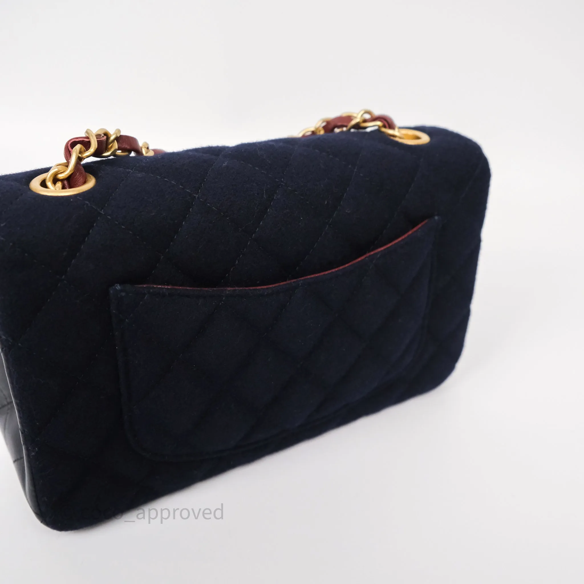 Chanel Paris-Hamburg Charms Mini Rectangular Flap Navy Wool 18C