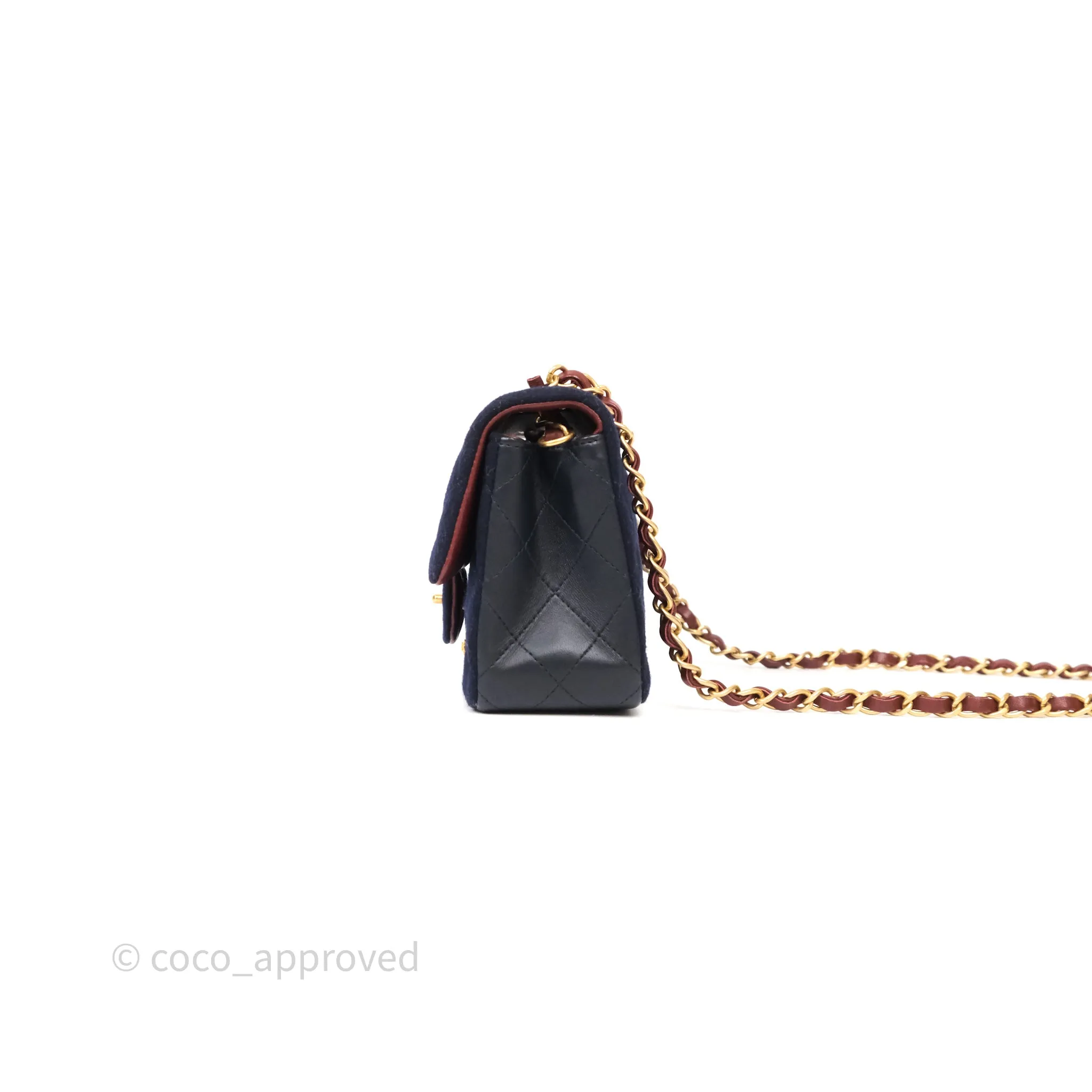 Chanel Paris-Hamburg Charms Mini Rectangular Flap Navy Wool 18C