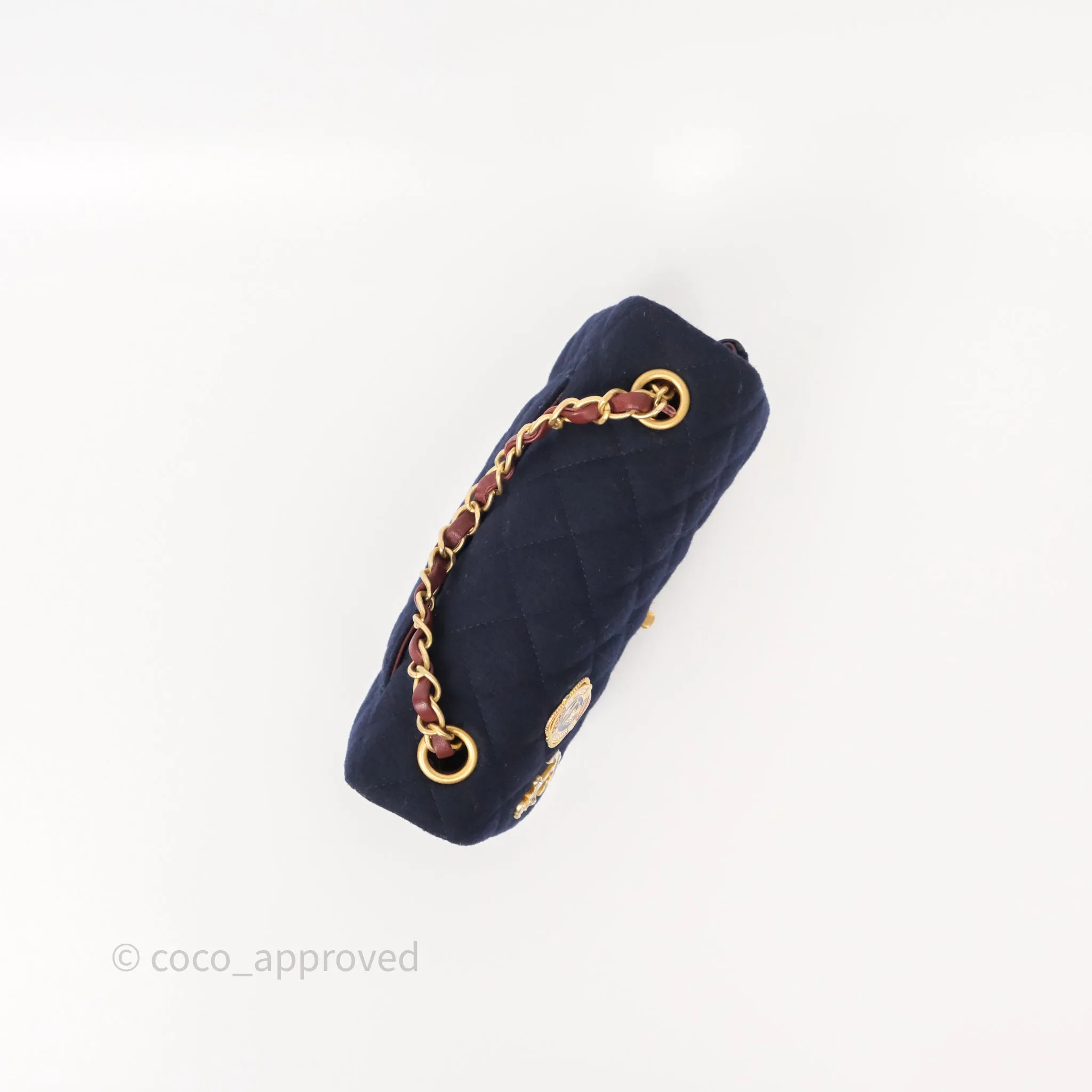 Chanel Paris-Hamburg Charms Mini Rectangular Flap Navy Wool 18C