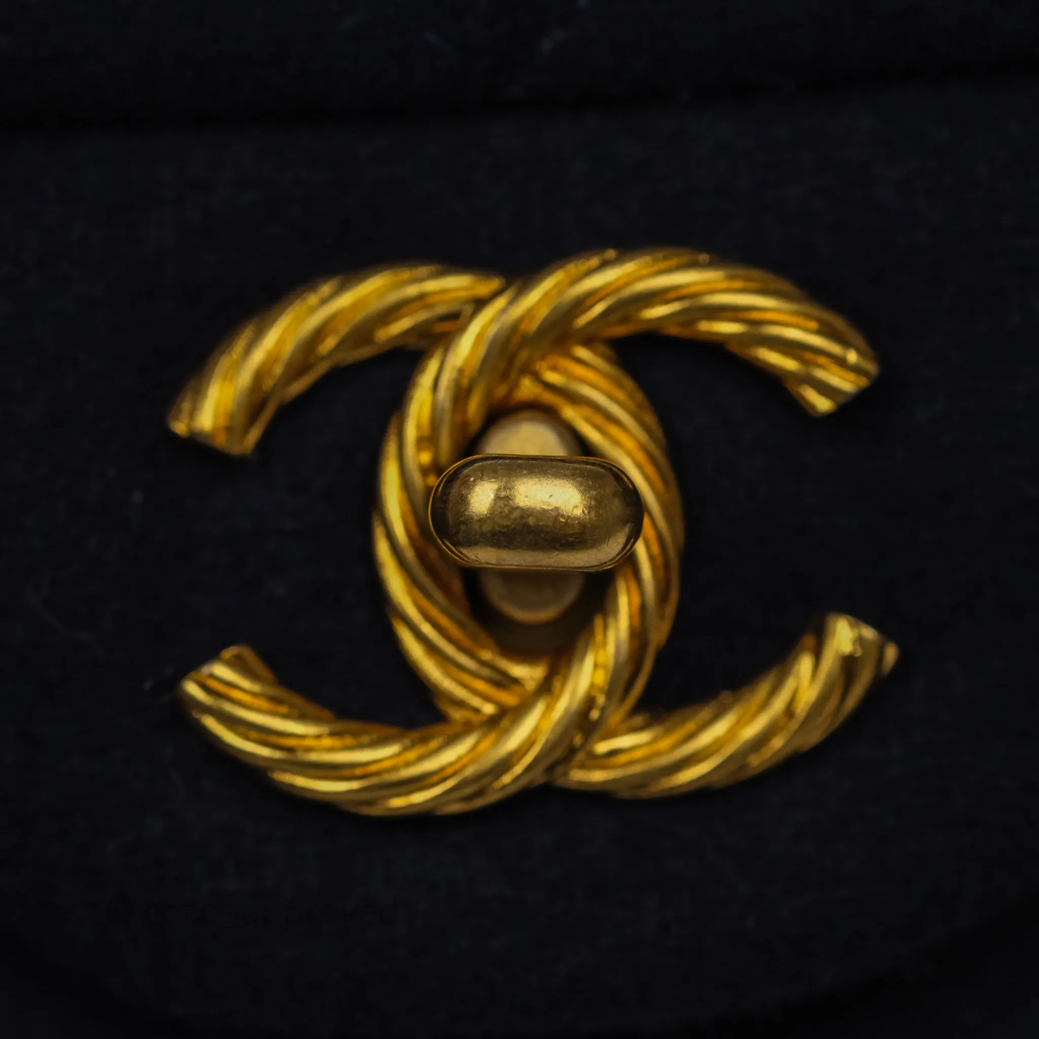 Chanel Paris-Hamburg Charms Mini Rectangular Flap Navy Wool 18C