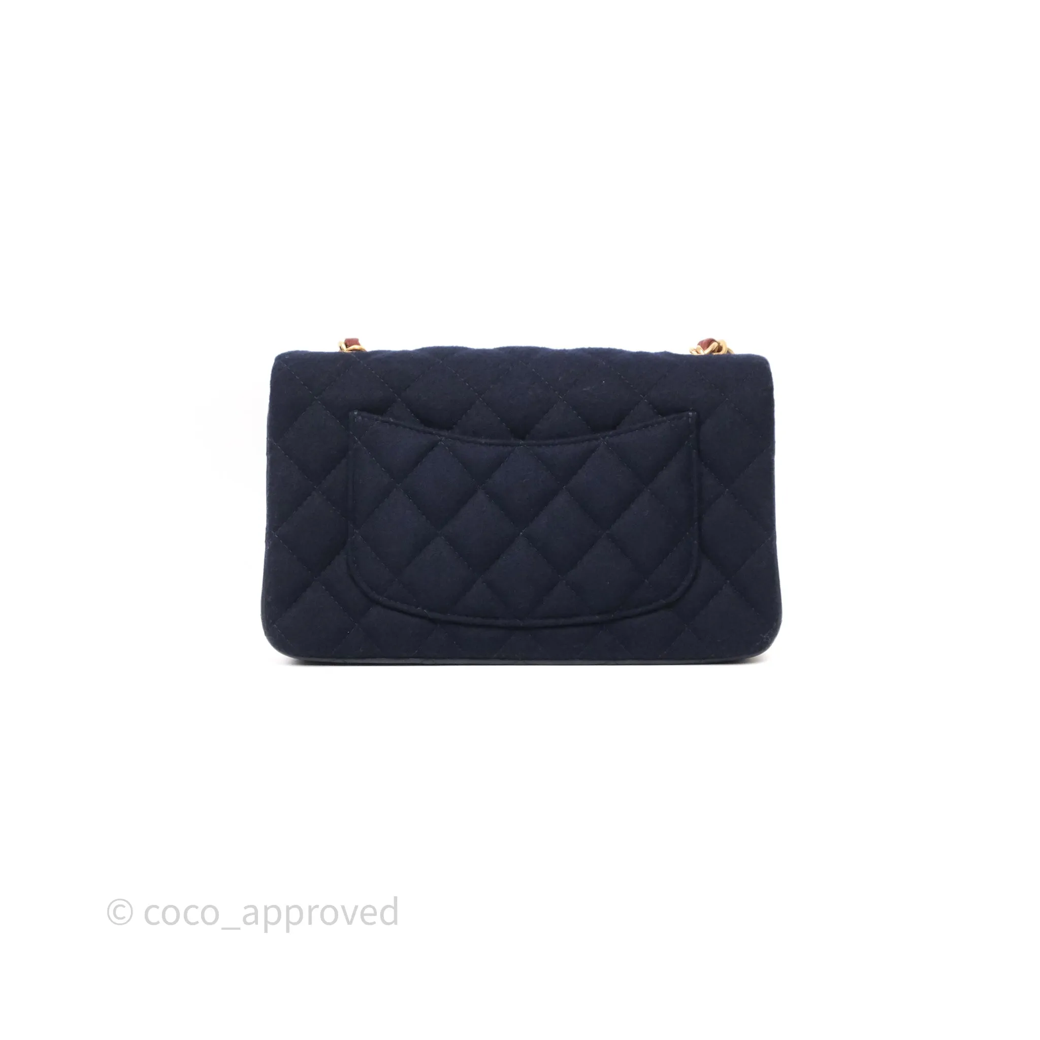 Chanel Paris-Hamburg Charms Mini Rectangular Flap Navy Wool 18C