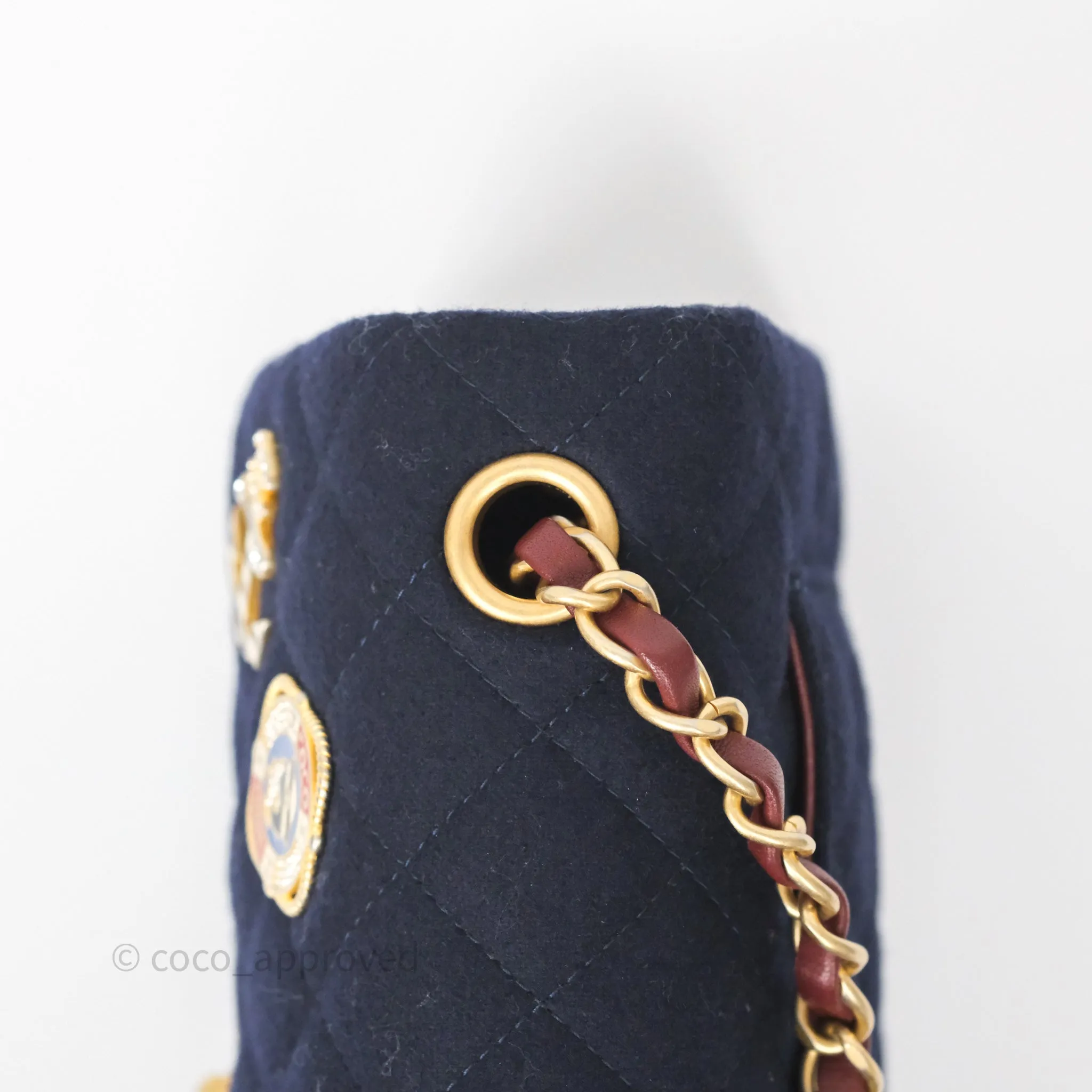 Chanel Paris-Hamburg Charms Mini Rectangular Flap Navy Wool 18C