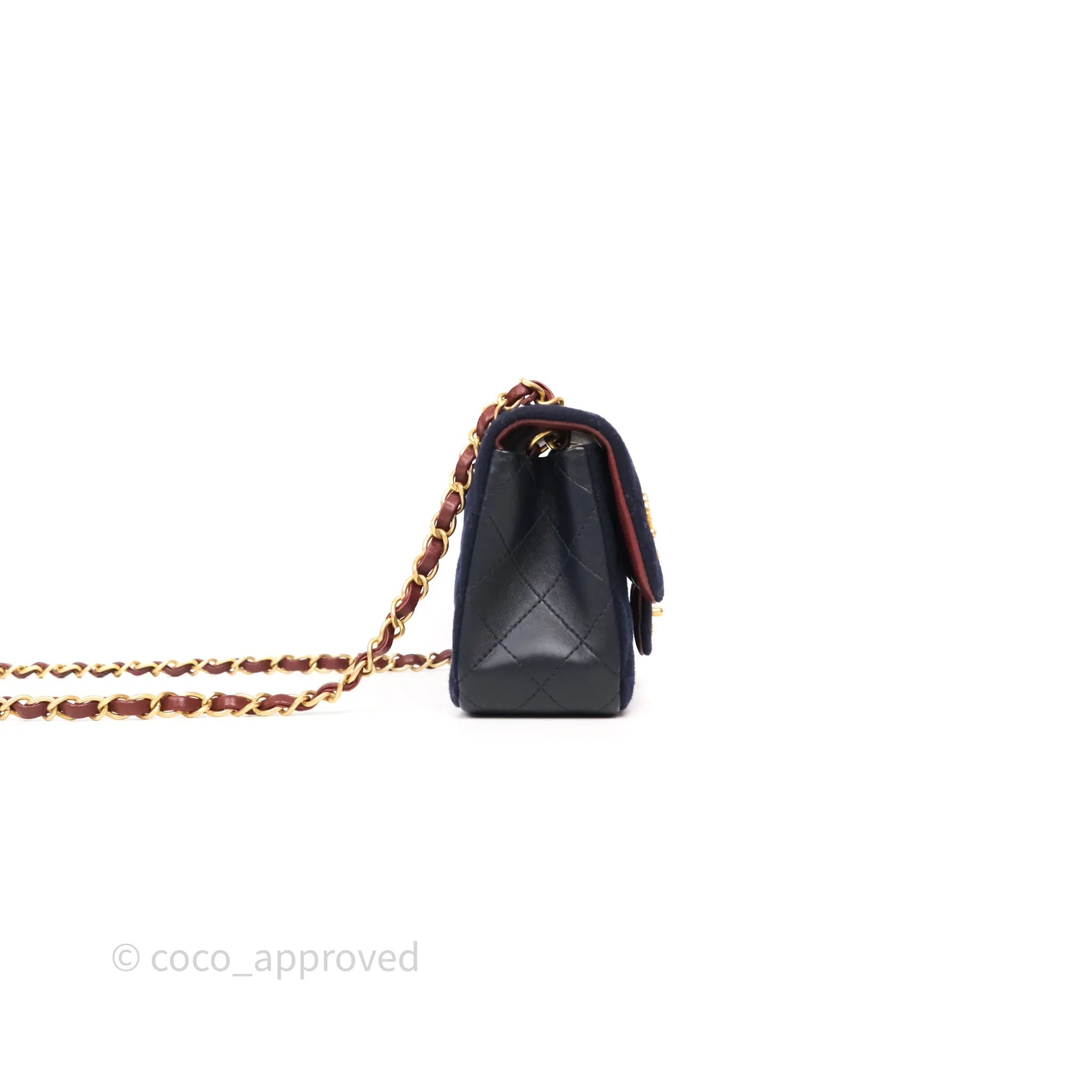 Chanel Paris-Hamburg Charms Mini Rectangular Flap Navy Wool 18C