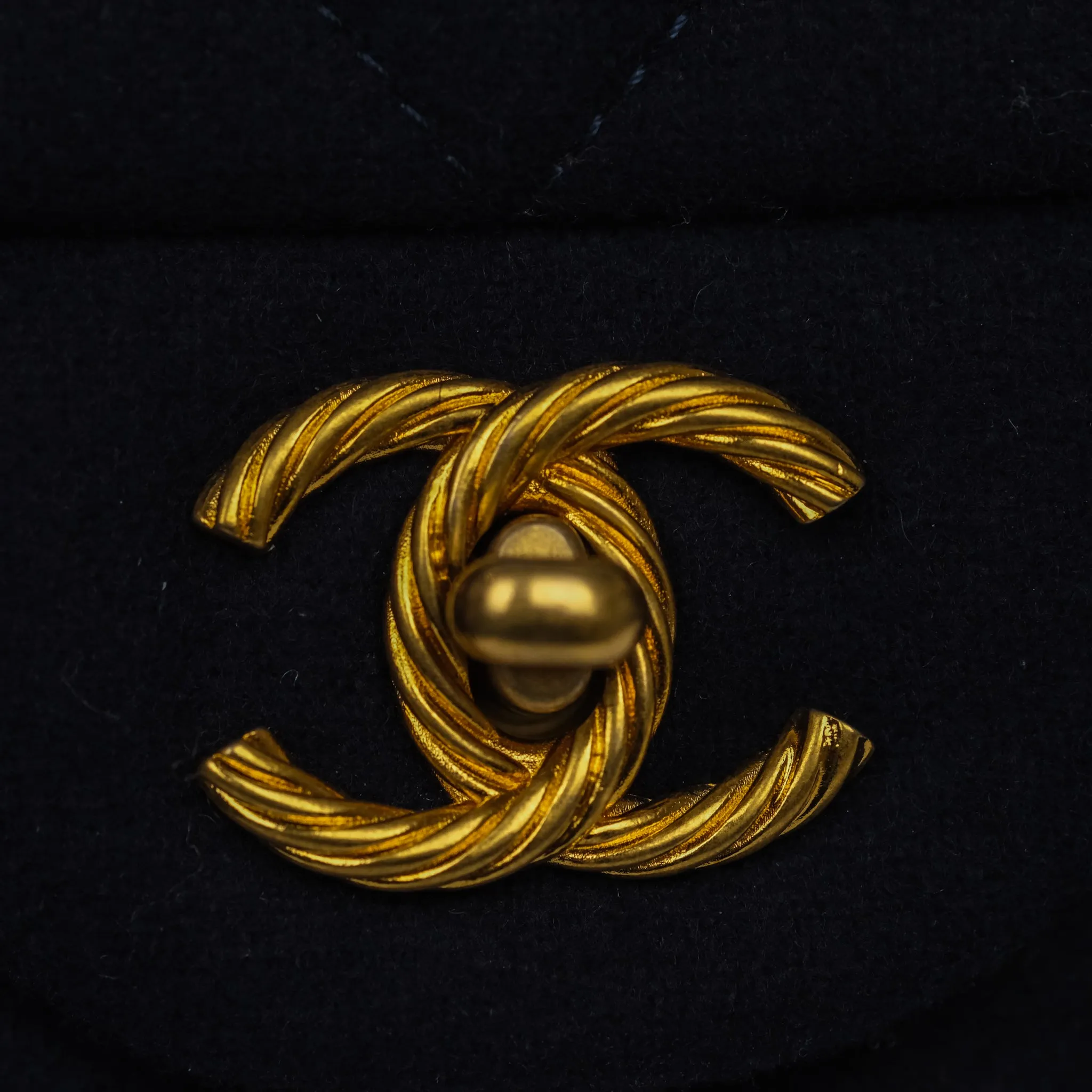 Chanel Paris-Hamburg Charms Mini Rectangular Flap Navy Wool 18C