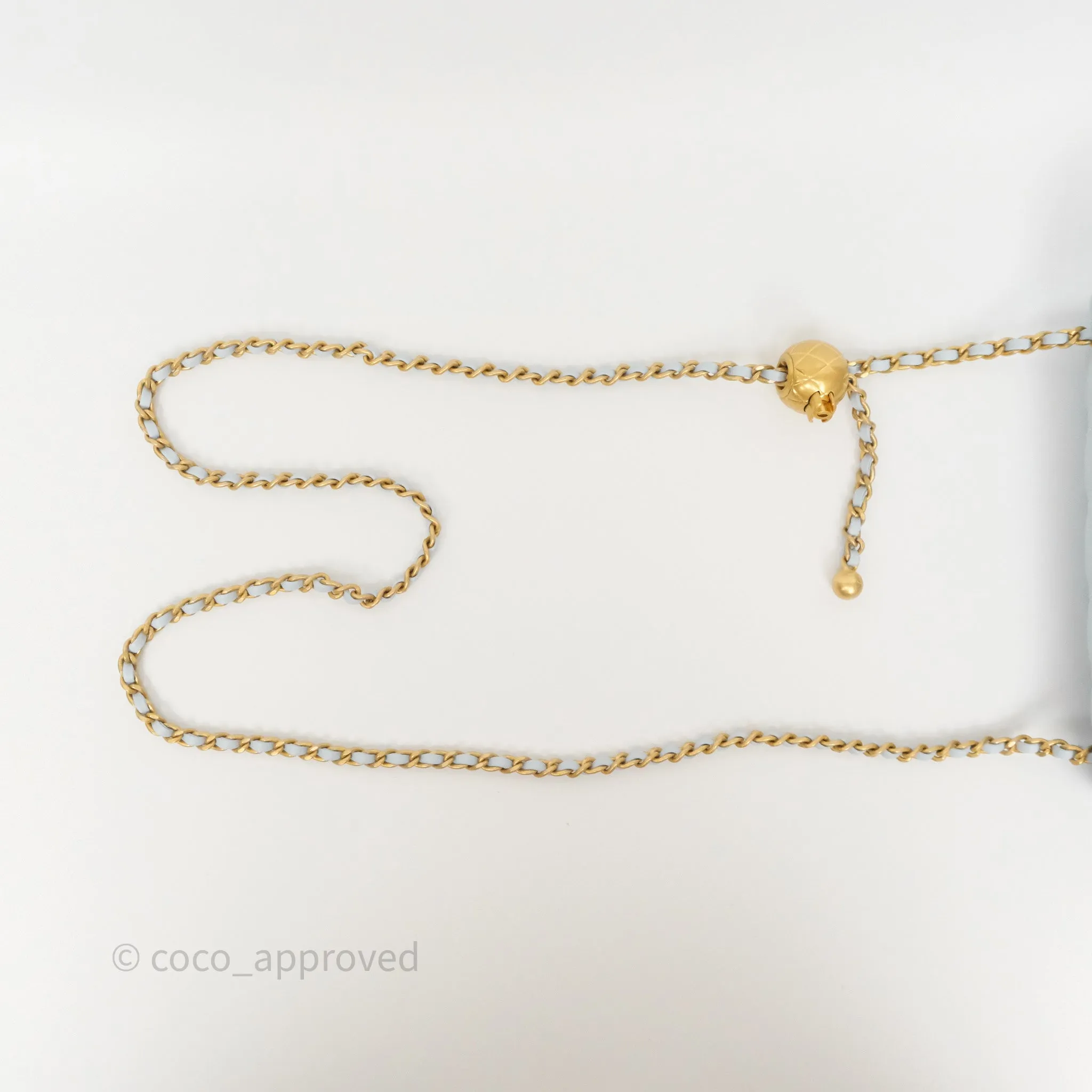 Chanel Pearl Crush Mini Rectangular Light Blue Lambskin Aged Gold Hardware