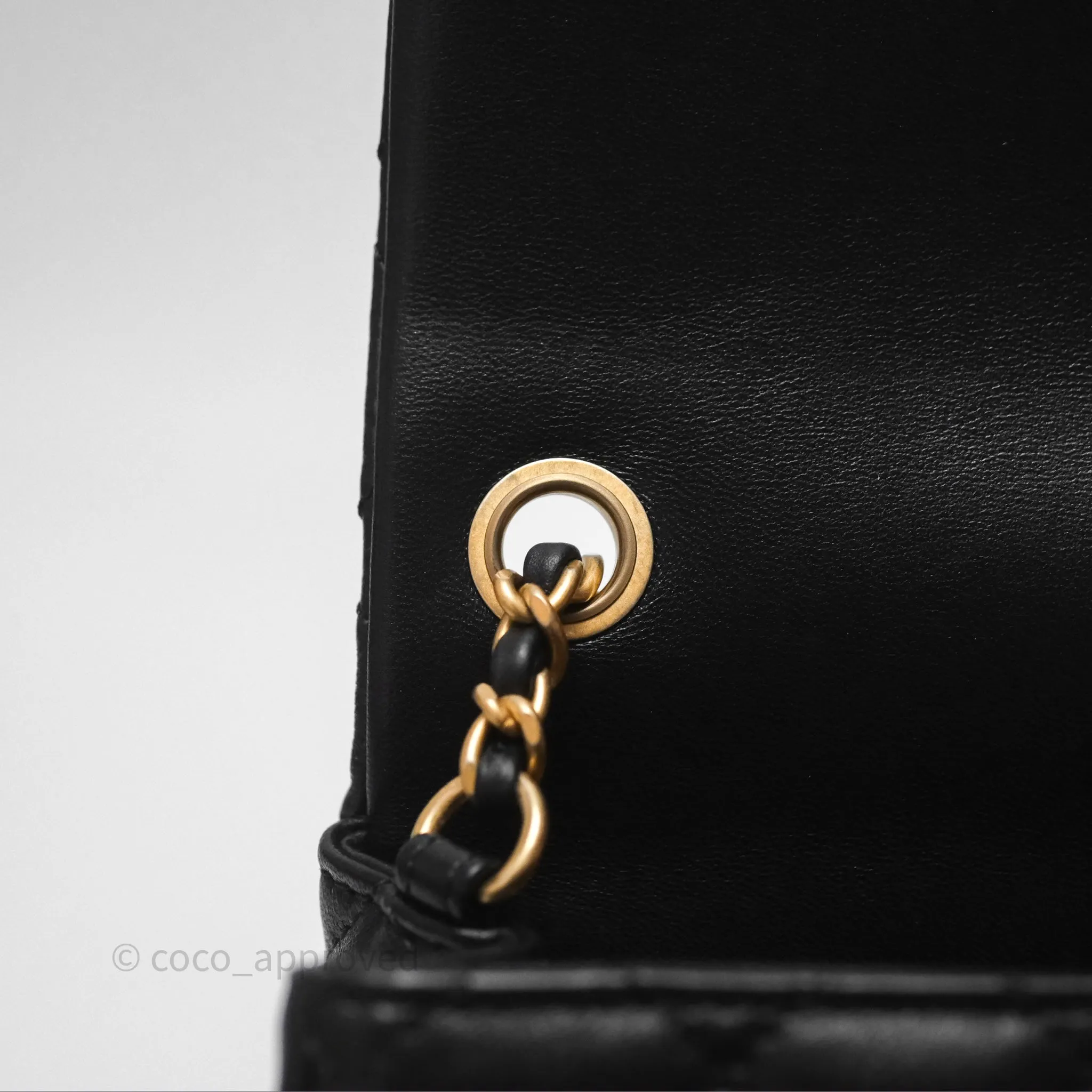 Chanel Pearl Crush Mini Square Quilted Black Lambskin Aged Gold Hardware