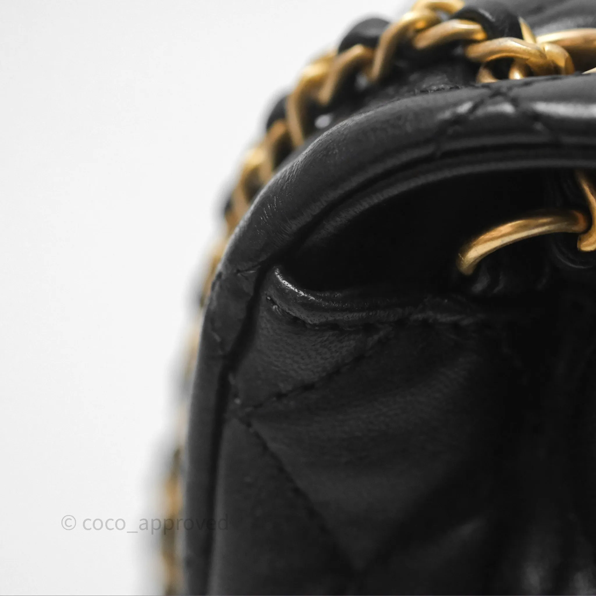 Chanel Pearl Crush Mini Square Quilted Black Lambskin Aged Gold Hardware